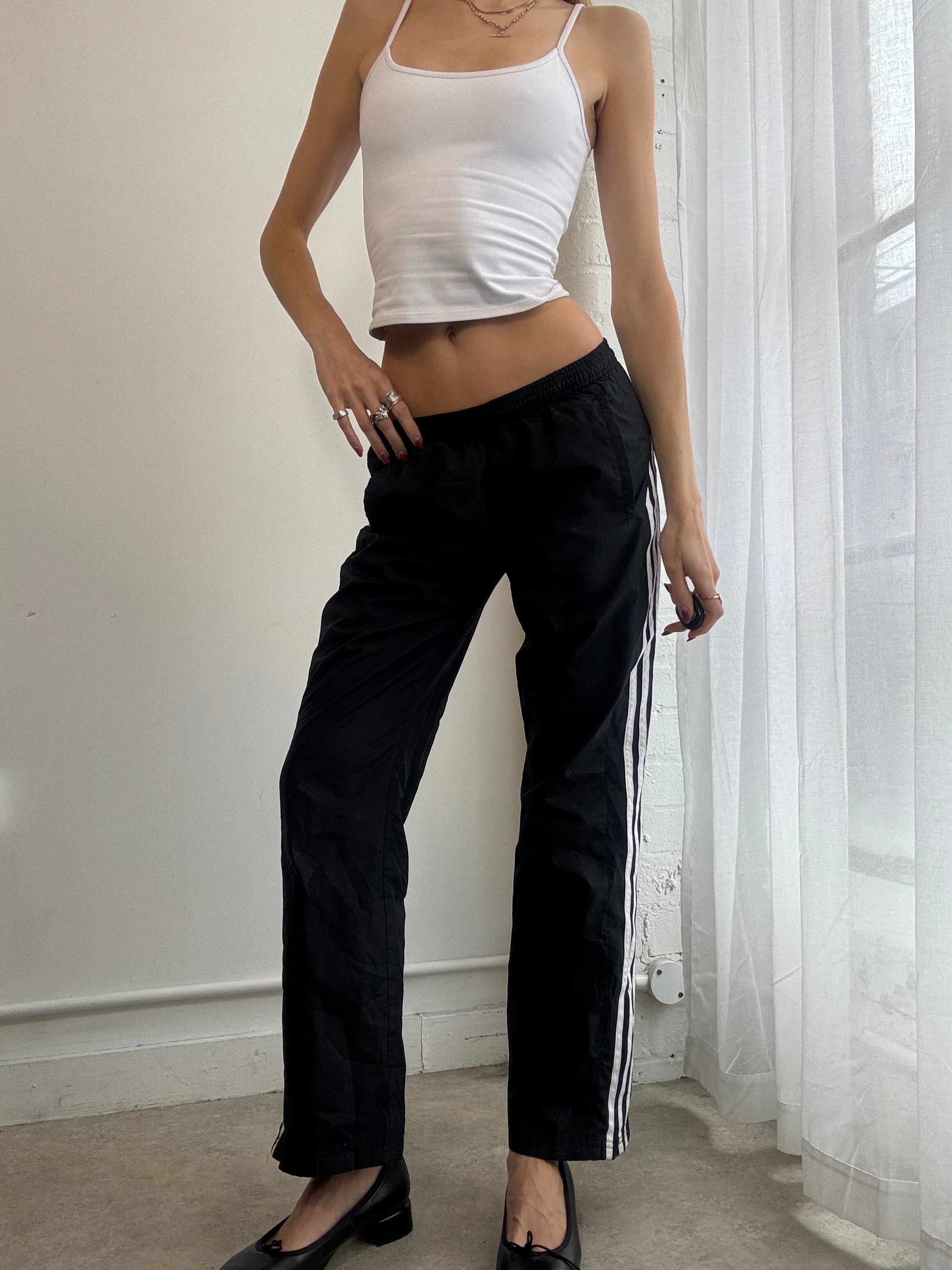 Vintage Y2K Adidas black straight leg track trousers pants