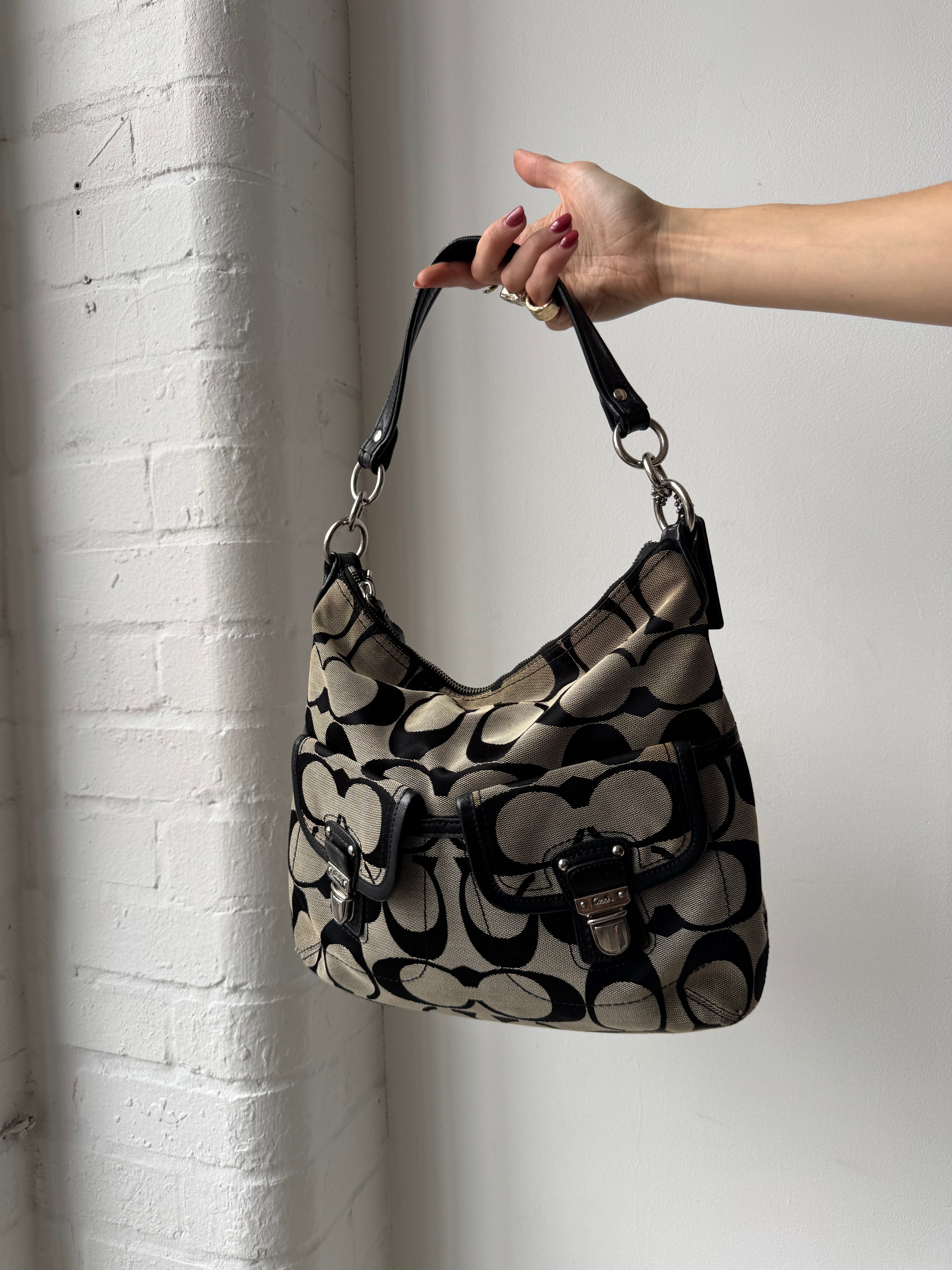 Vintage Y2K coach monogram shoulder bag black