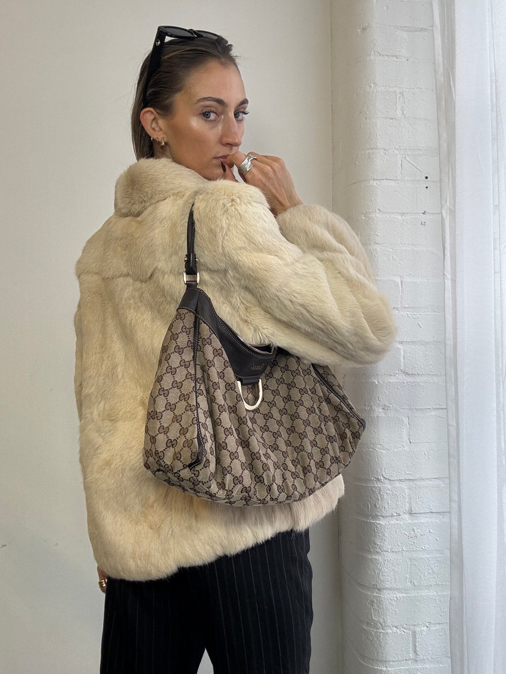 Vintage cream rabbit fur jacket