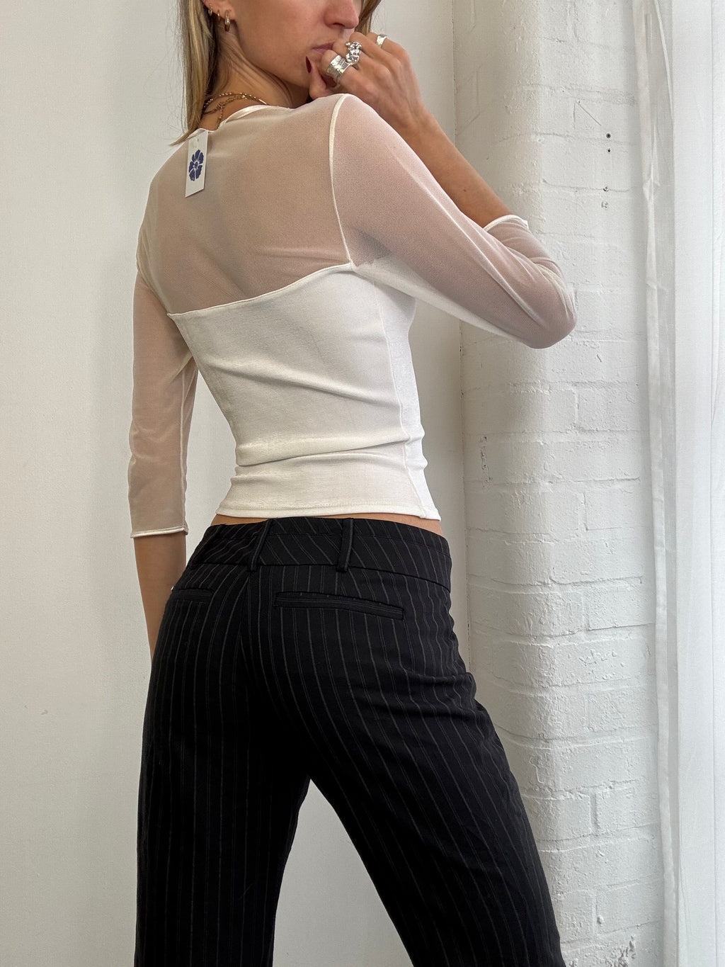 Vintage Y2K white mesh top