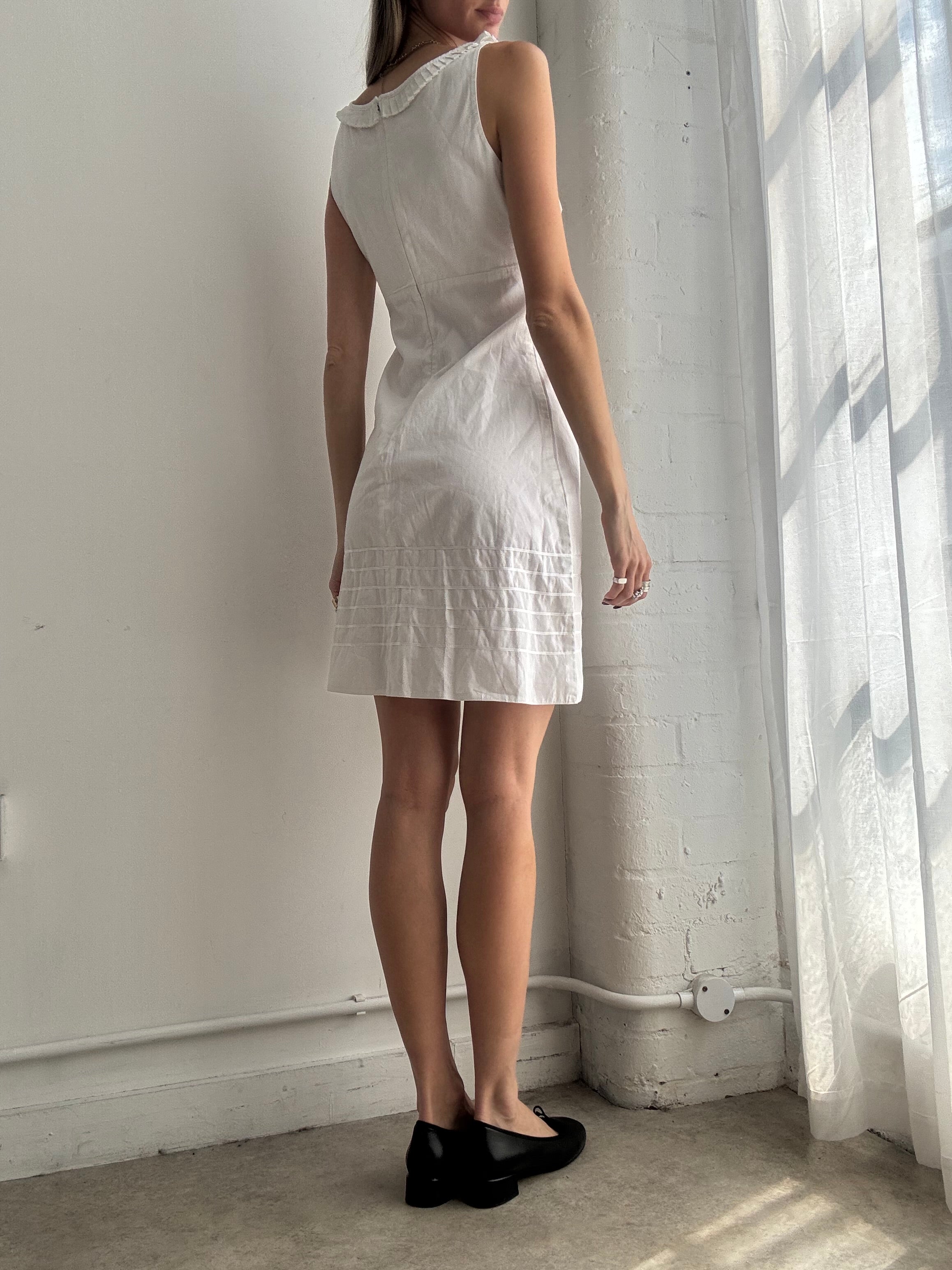Vintage white cotton mini dress - Size S