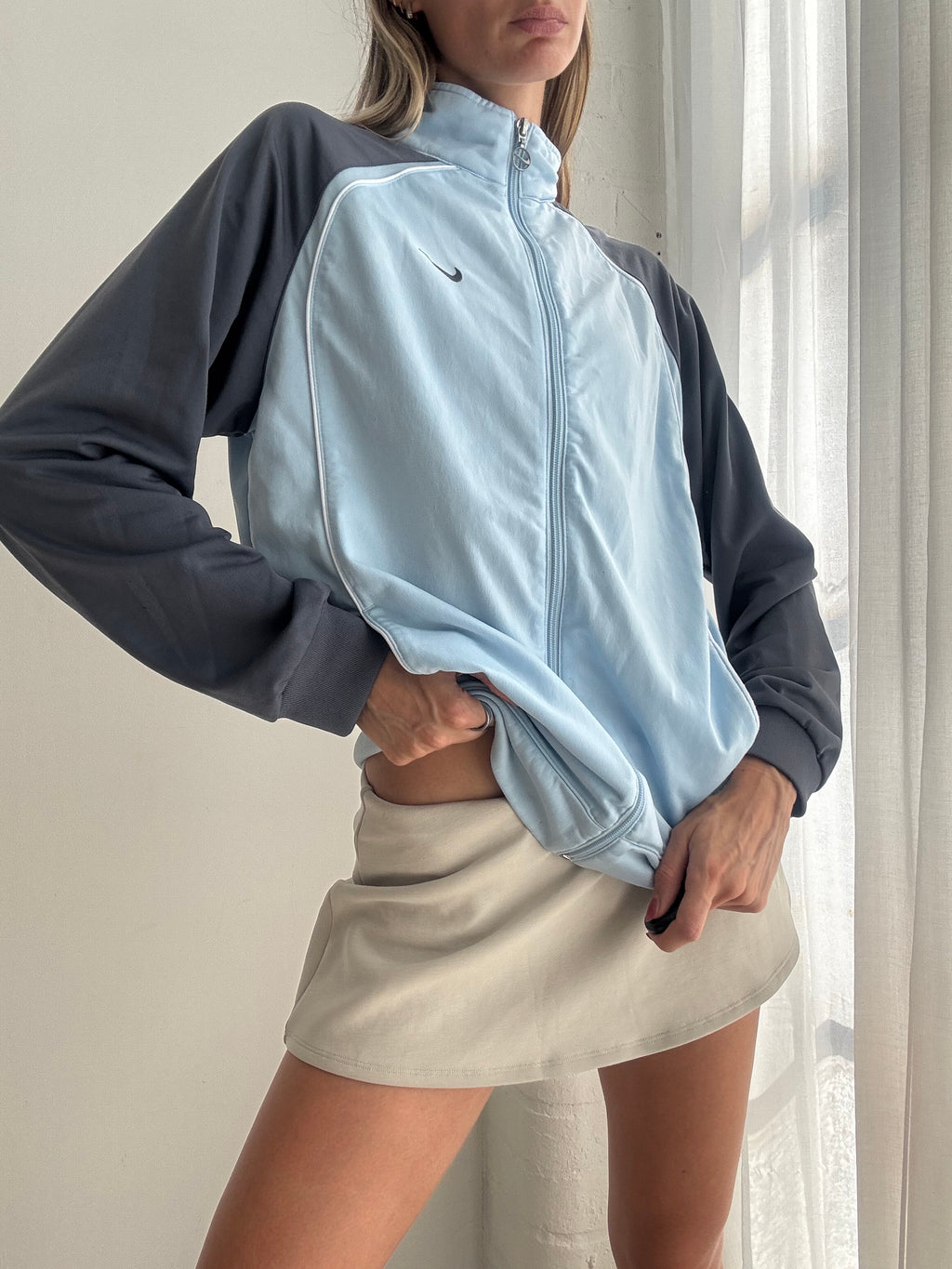 Vintage Y2K Nike Baby Blue Track Jacket - Size L