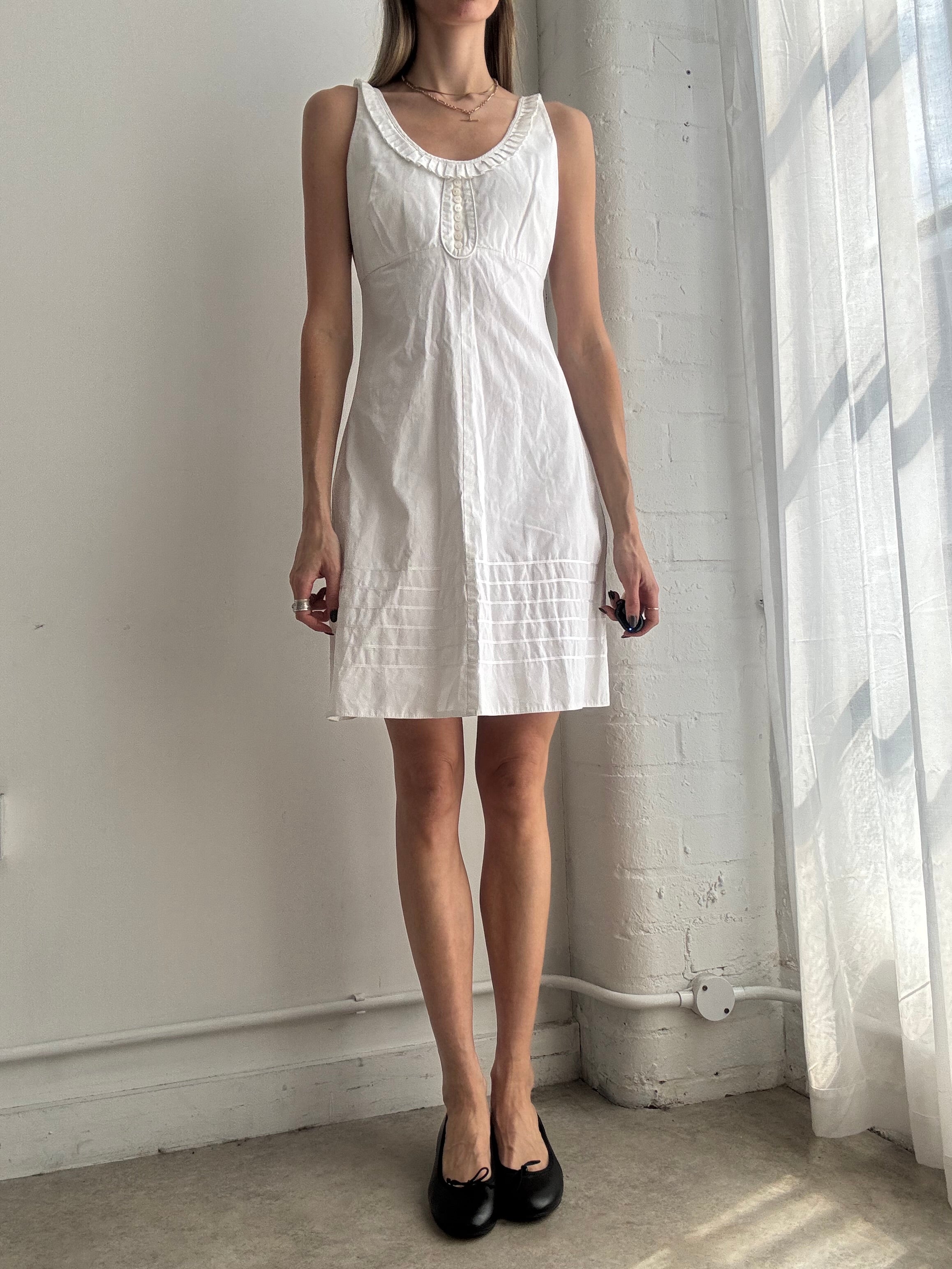 Vintage white cotton mini dress - Size S