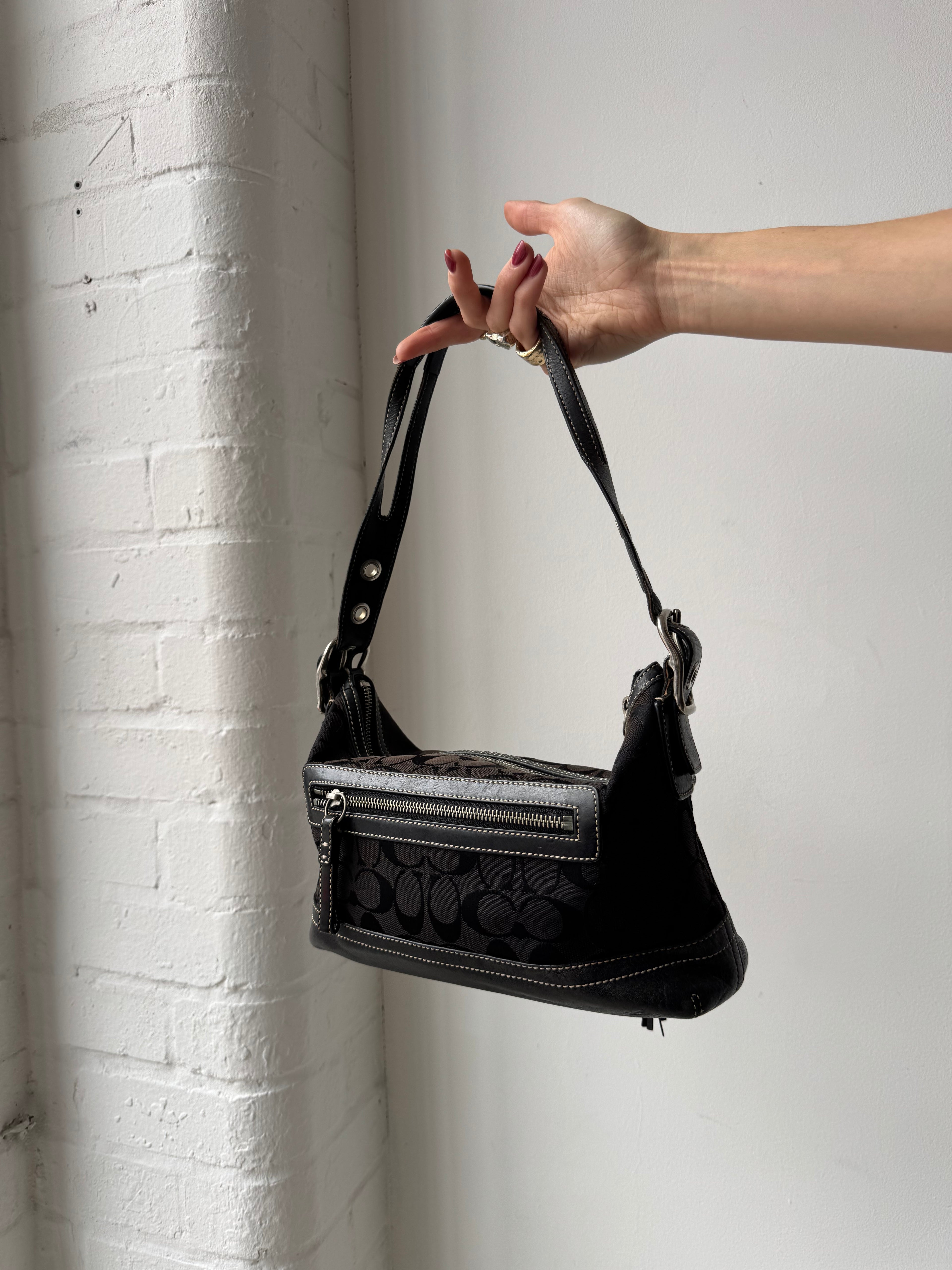 Vintage Y2K coach monogram shoulder bag black