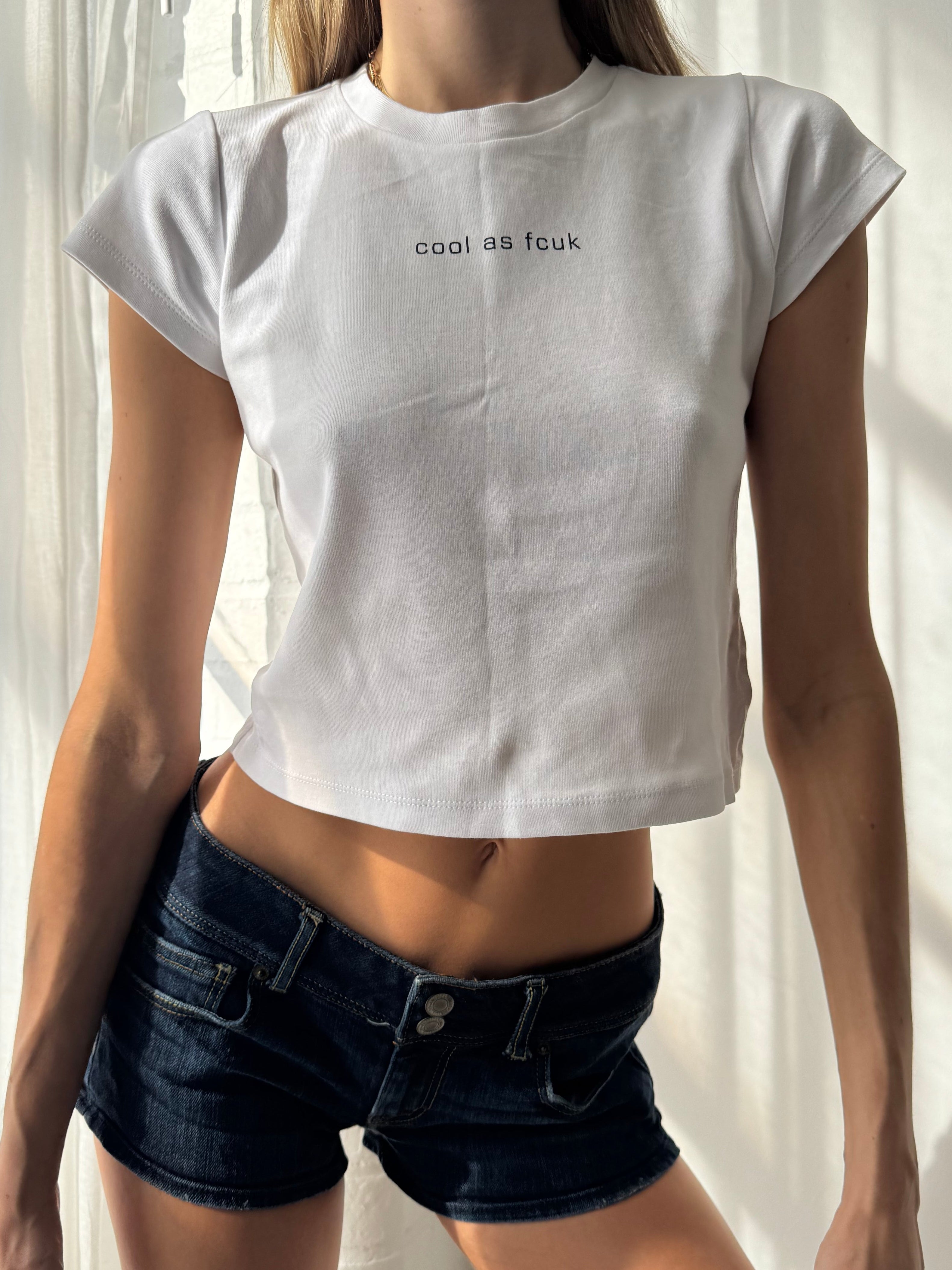 Vintage Y2K FCUK white slogan baby tee - Size S