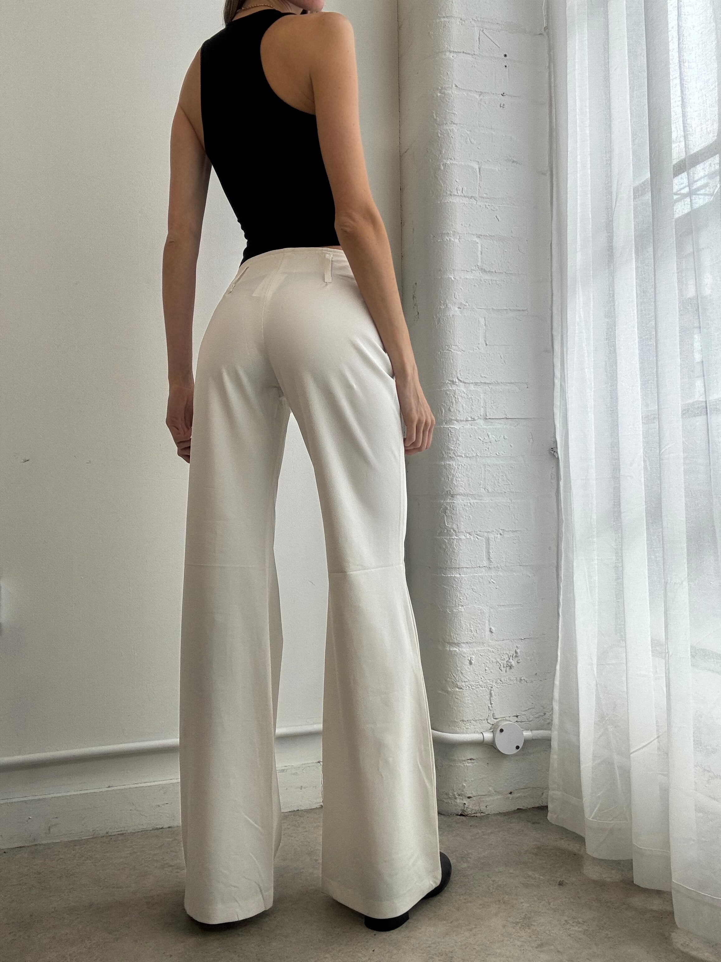 Vintage Y2K white tailored wide leg suit pants trousers
