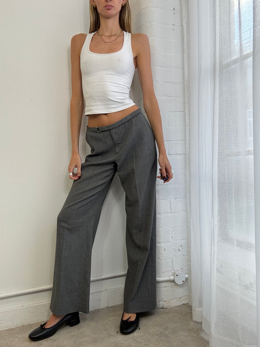 Vintage Y2K low rise grey suit pants