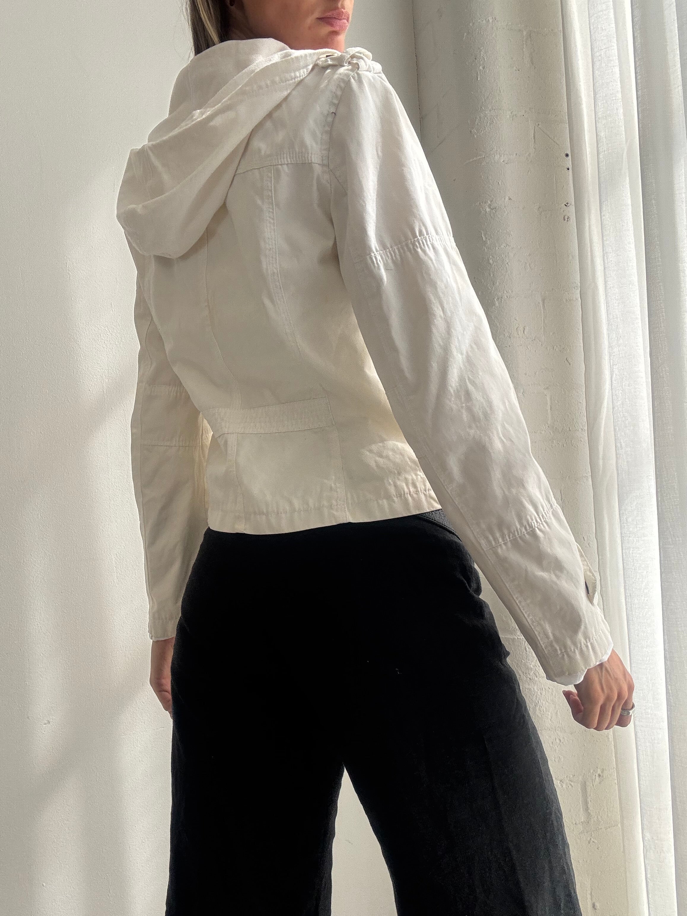 Vintage Y2K White Lightweight Utility Cargo Jacket - Size S