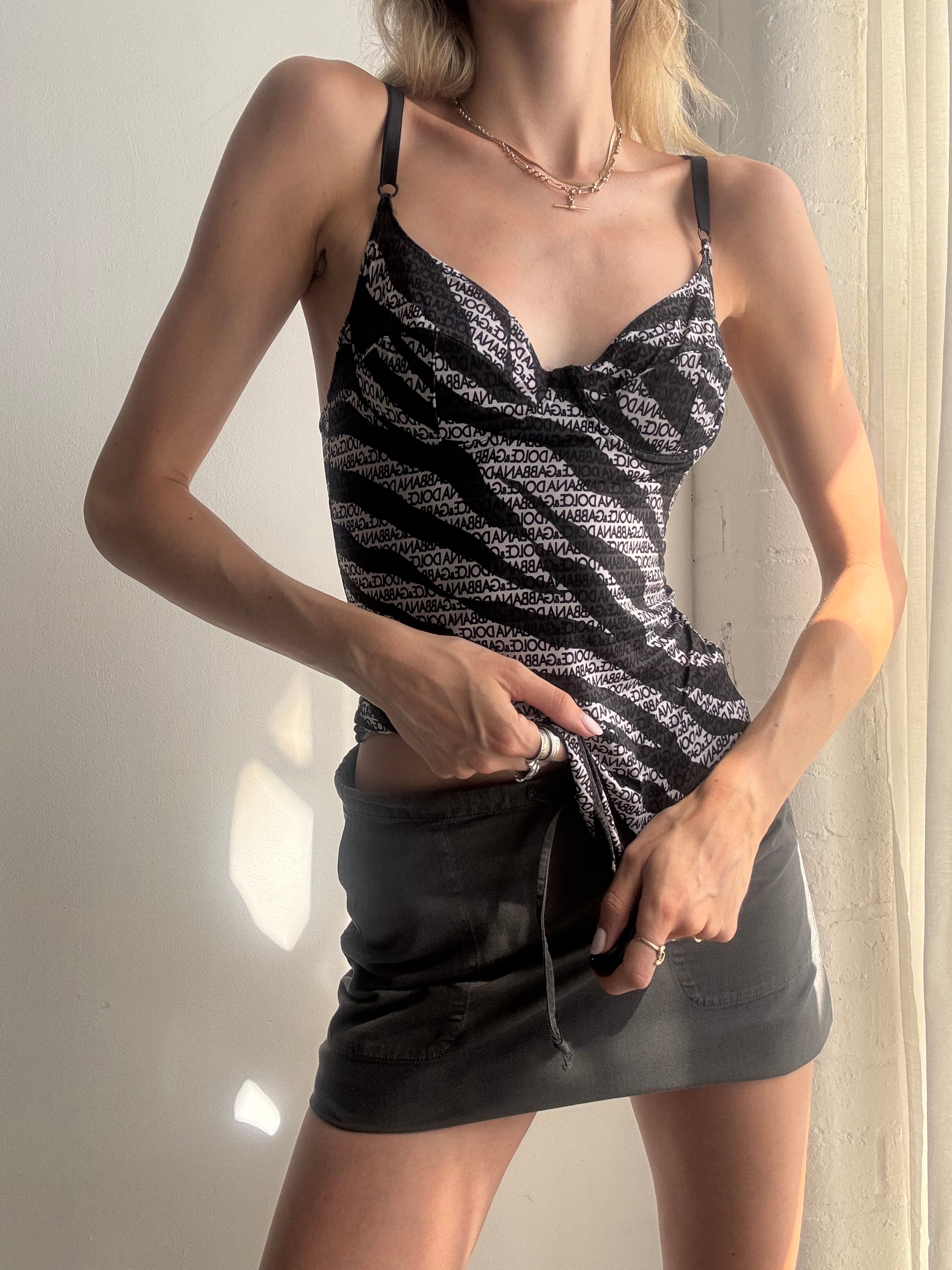 Vintage Dolce & Gabbana y2k Zebra Print Cami Corset Top - Size S/M
