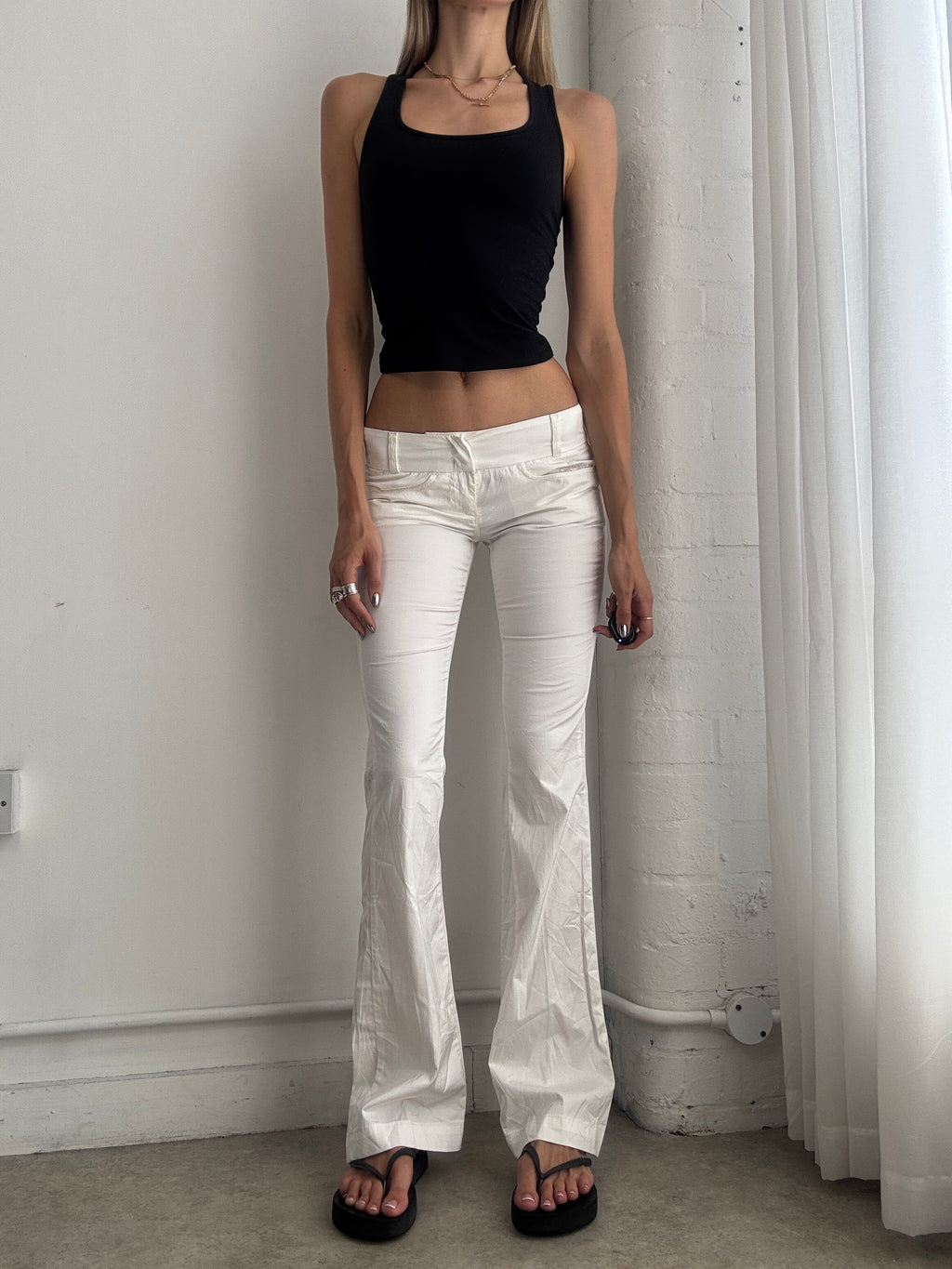Vintage Y2K Killah  White Low Rise Flared Trousers – Stretch Bootcut Pants - Size XS