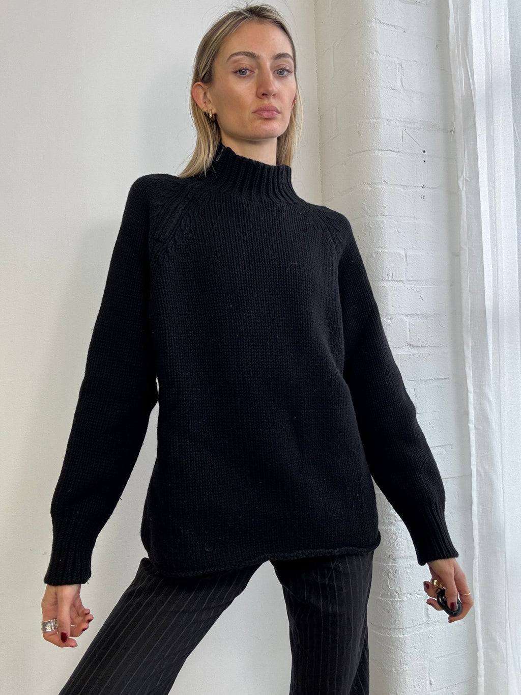 Vintage Y2K wool sweater with asymmetric zip