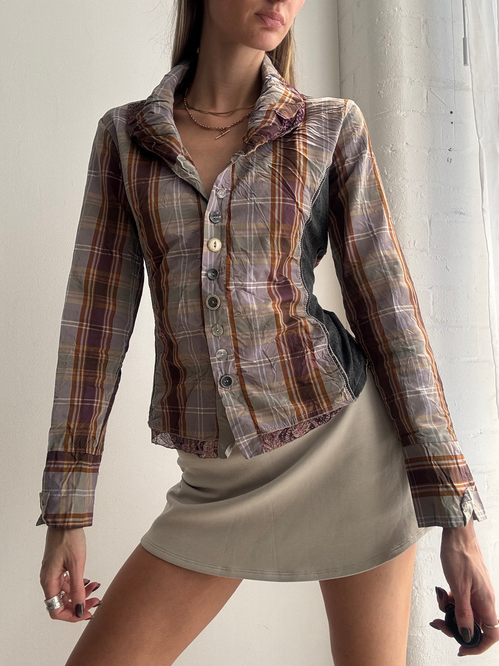 Vintage Y2K plaid fitted shirt - Size S
