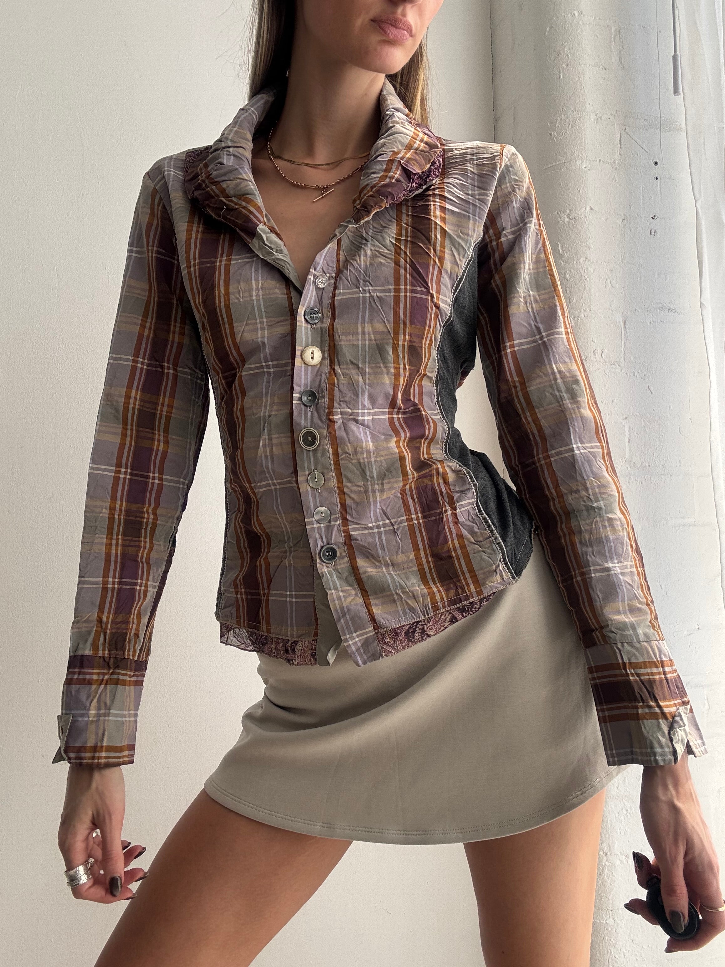 Vintage Y2K plaid fitted shirt - Size S