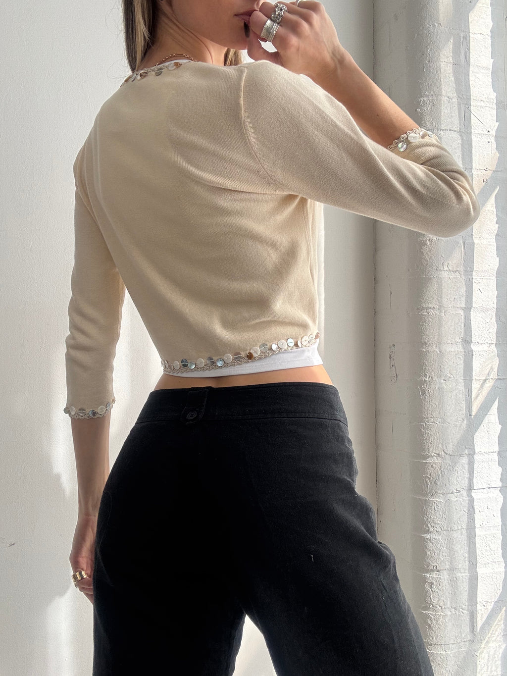 Vintage Y2K embellished tie front cardigan - Size S