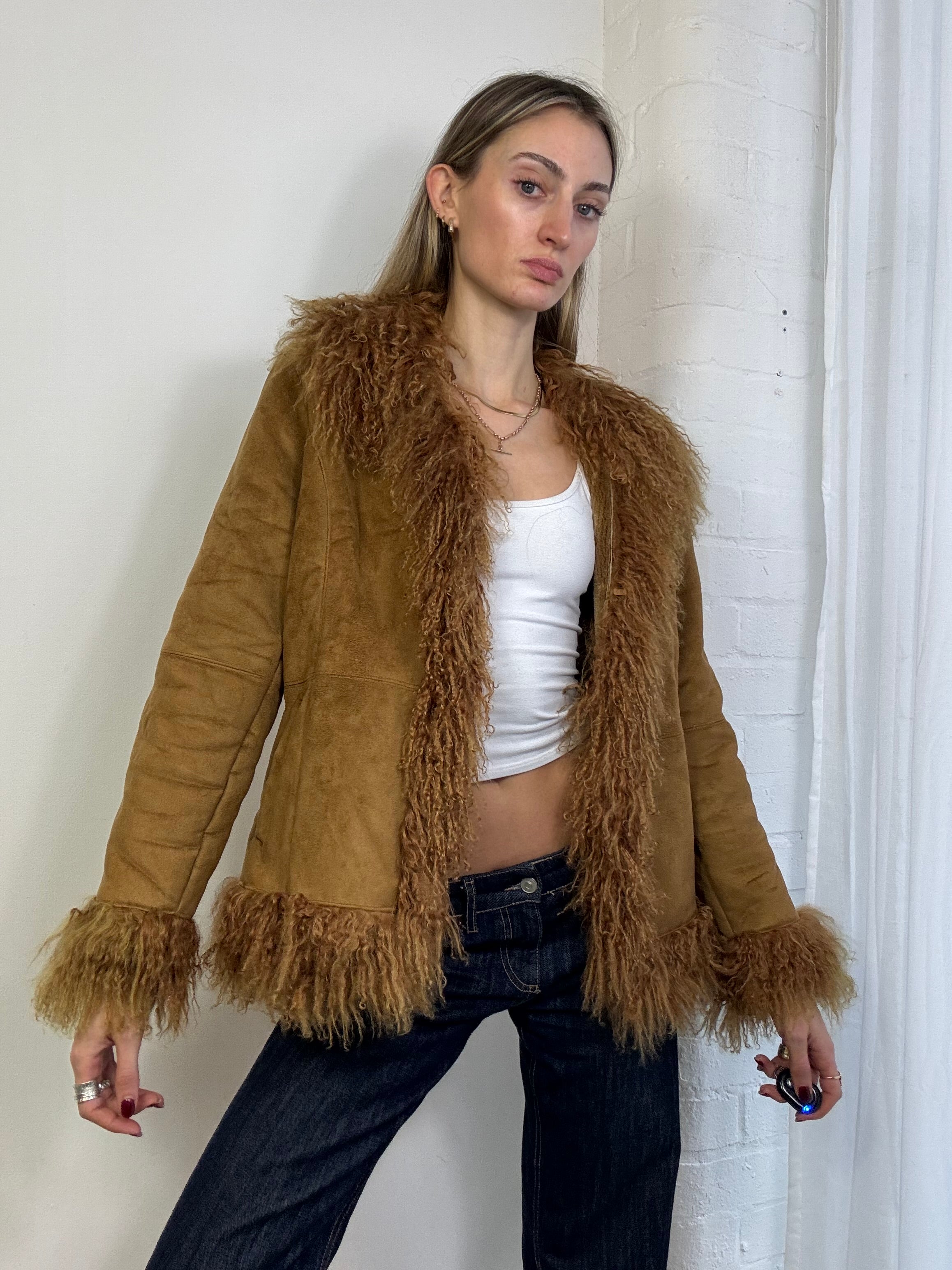 Vintage Y2K penny lane coat tan