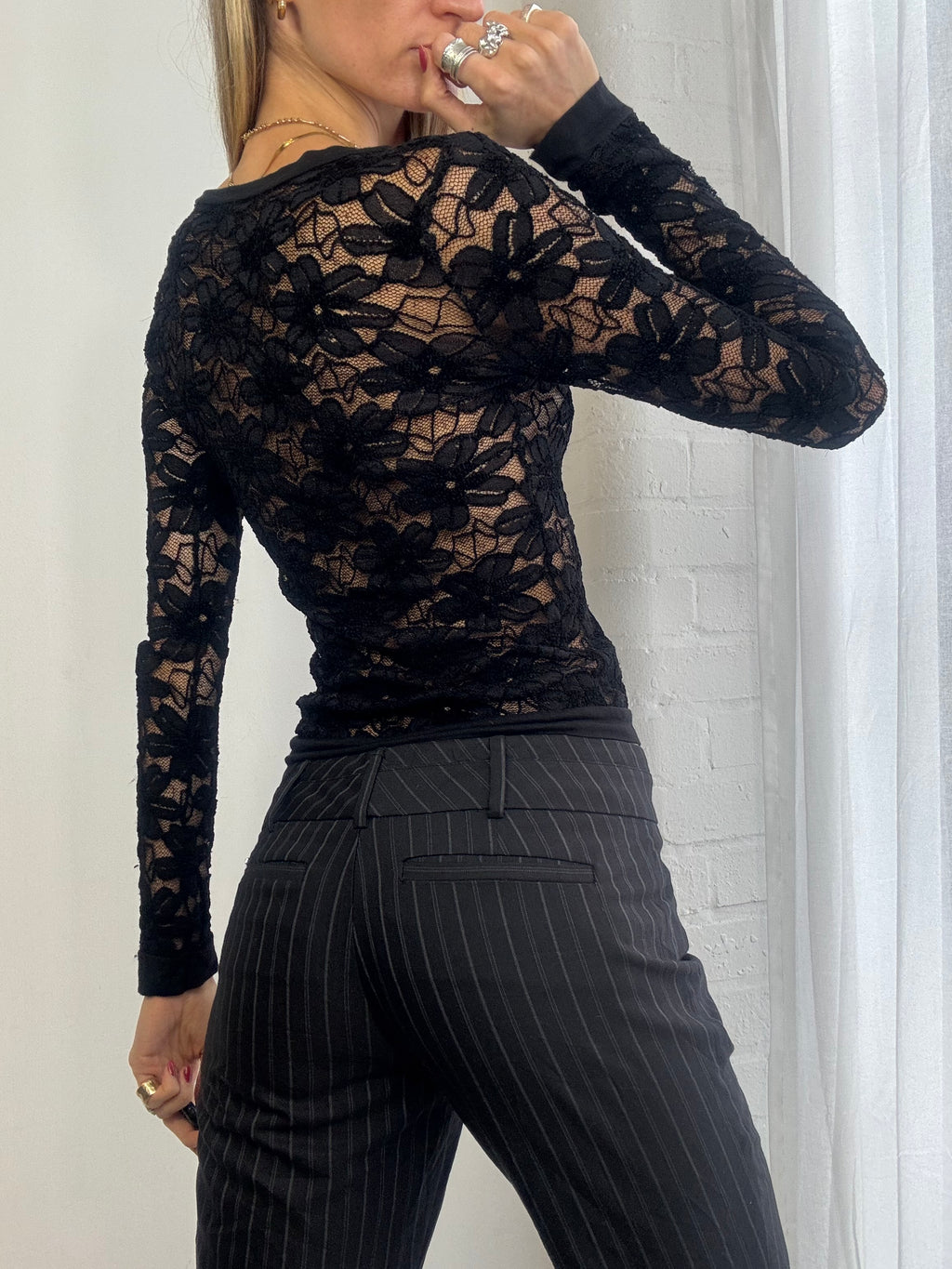 Vintage Y2K sheer lace cardigan