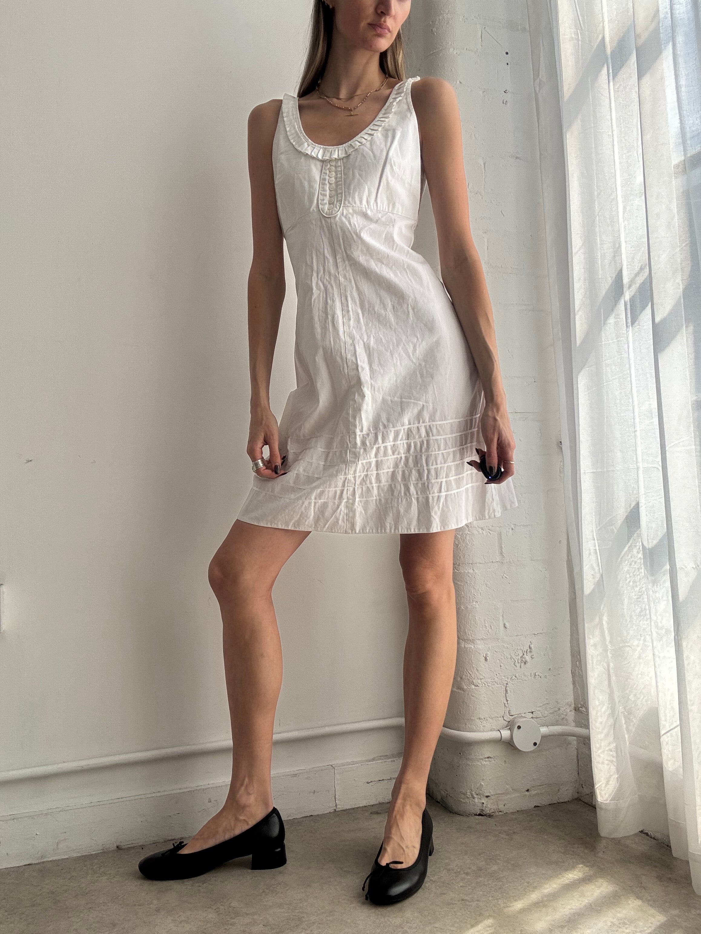 Vintage white cotton mini dress - Size S