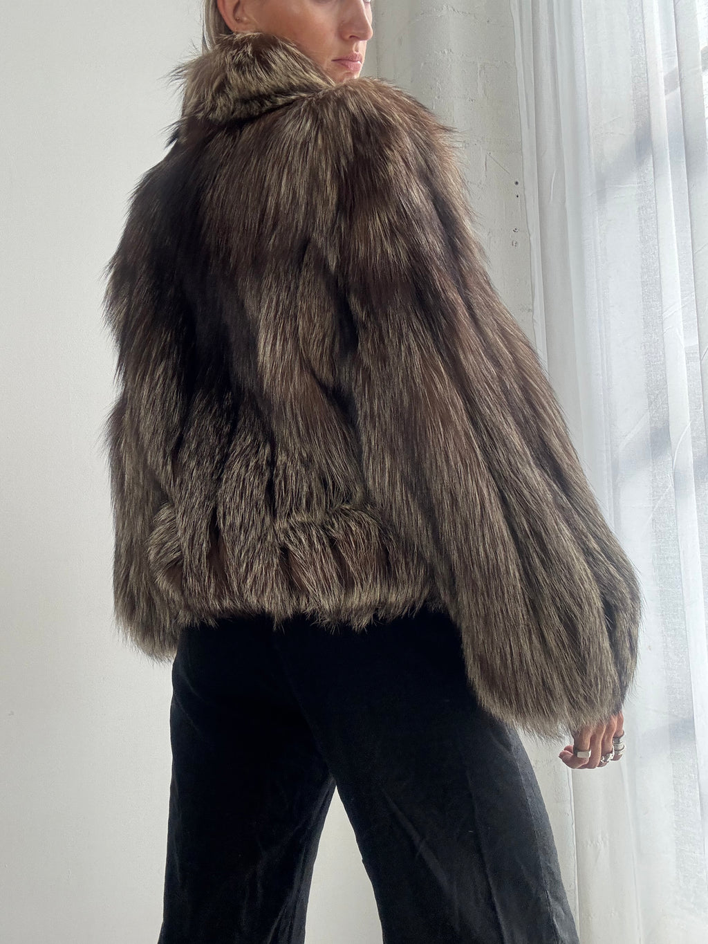 Vintage 90s Brown Fox Fur coat - Size S