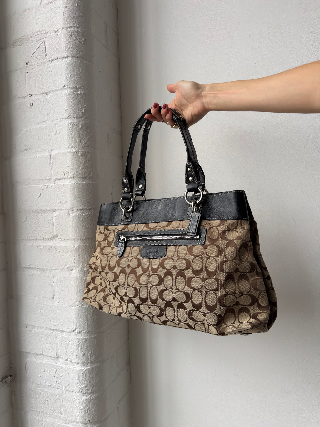 Vintage Y2K coach monogram shoulder bag brown