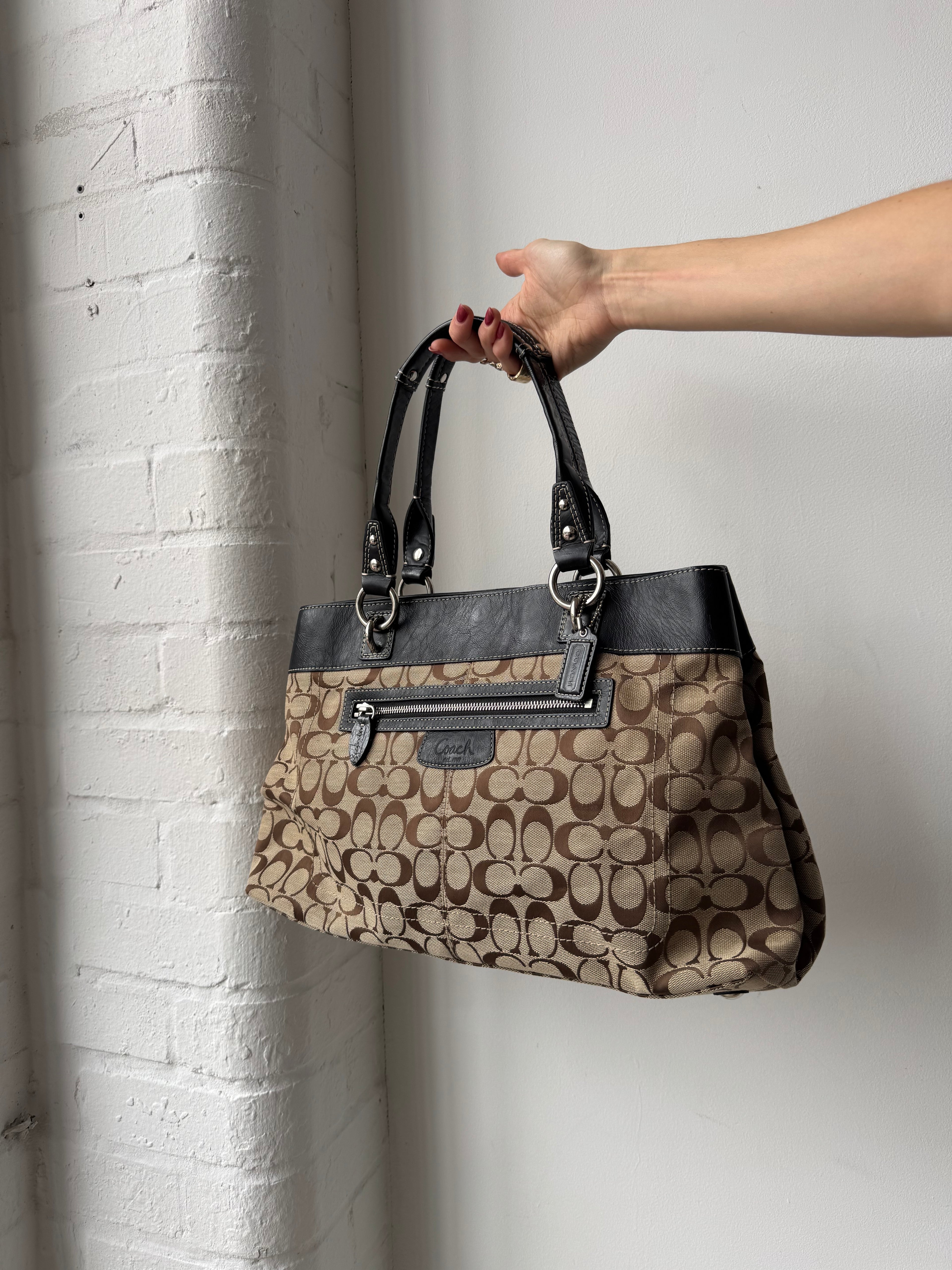 Vintage Y2K coach monogram shoulder bag brown