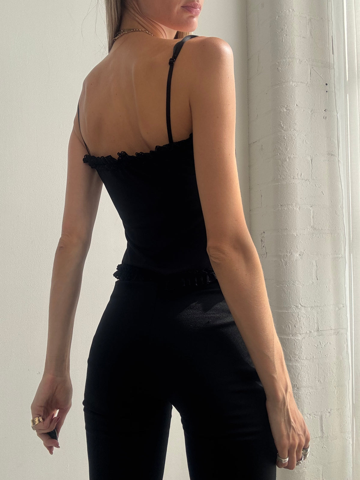 Vintage Y2K Black Corset Cami Top - Size S