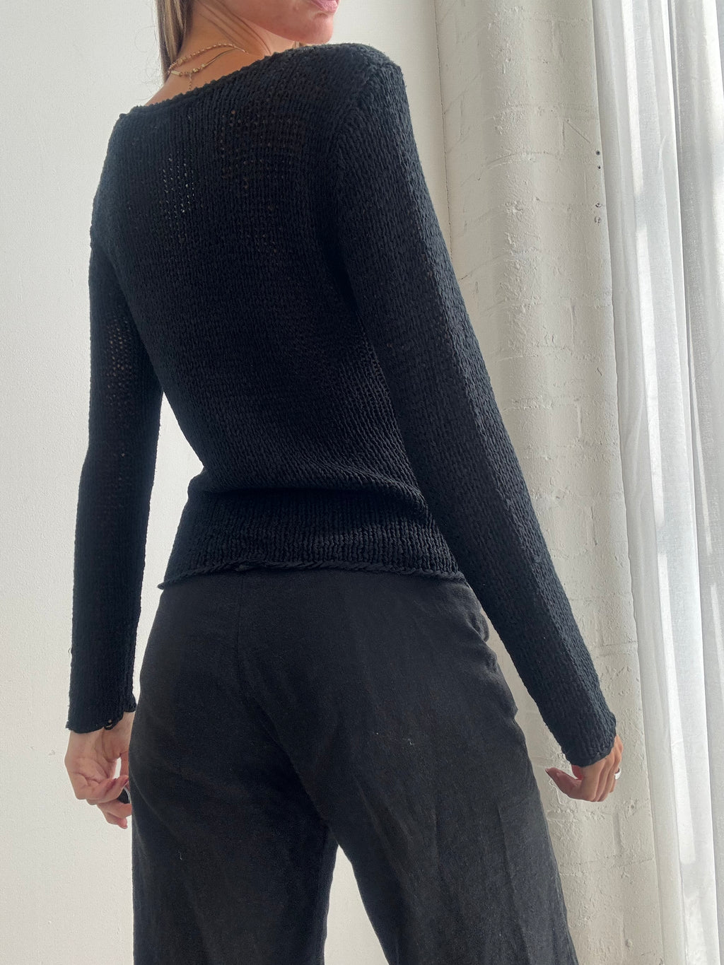 Vintage Y2K Black Knit Fitted Dual Zip Cardigan Jumper - Size M
