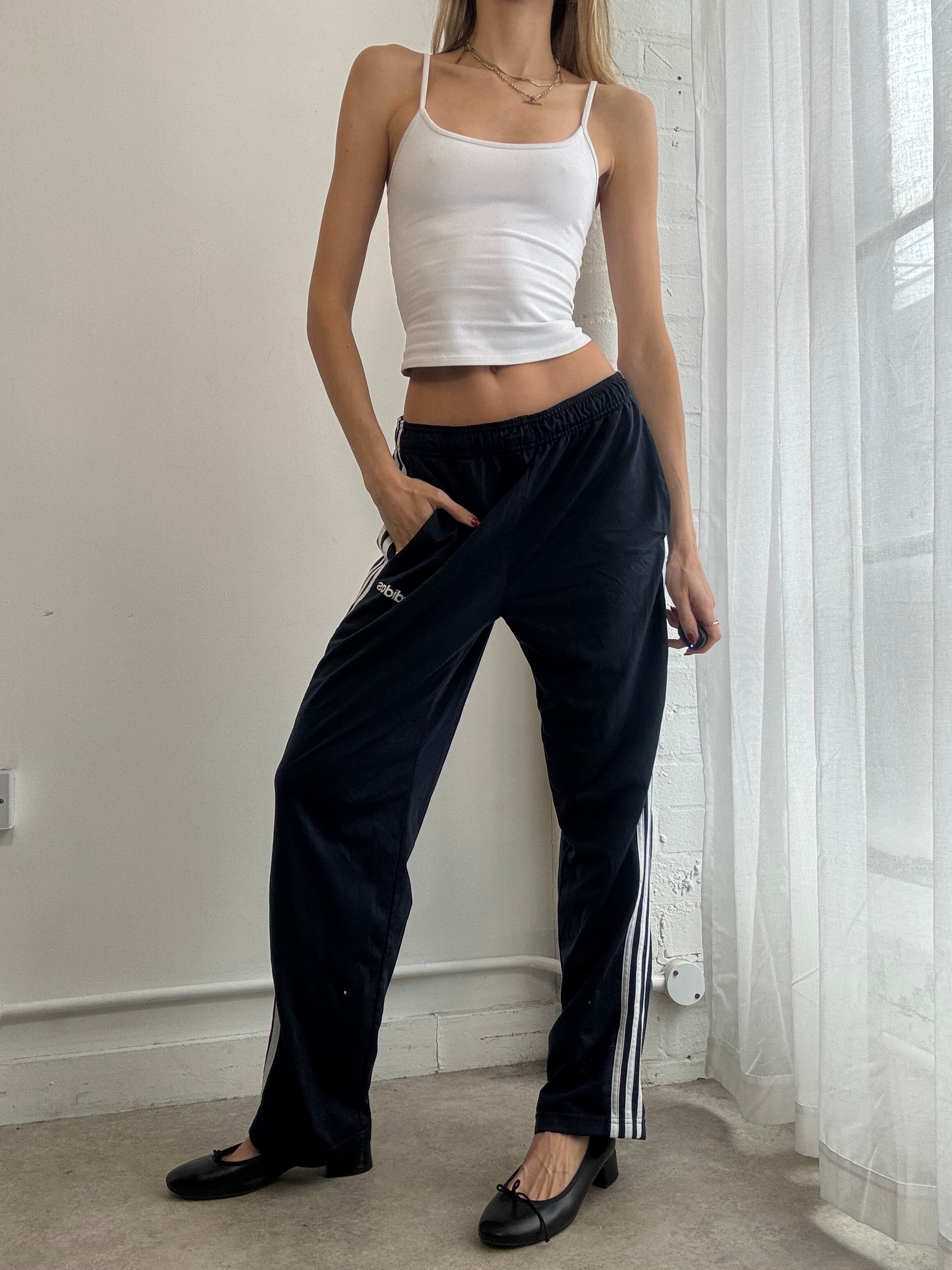 Vintage Y2K navy blue adidas track trousers