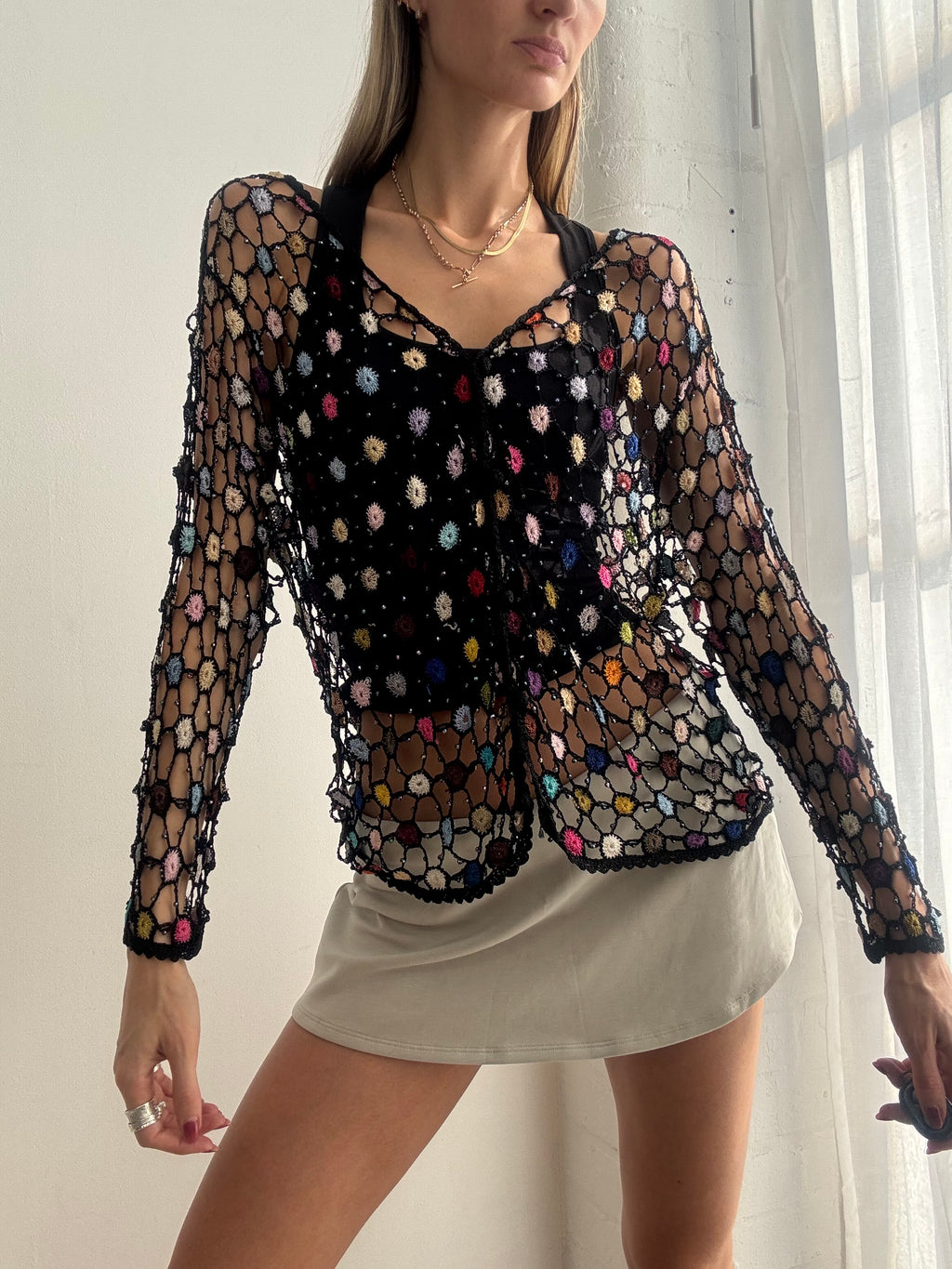 Vintage crochet knit cardigan