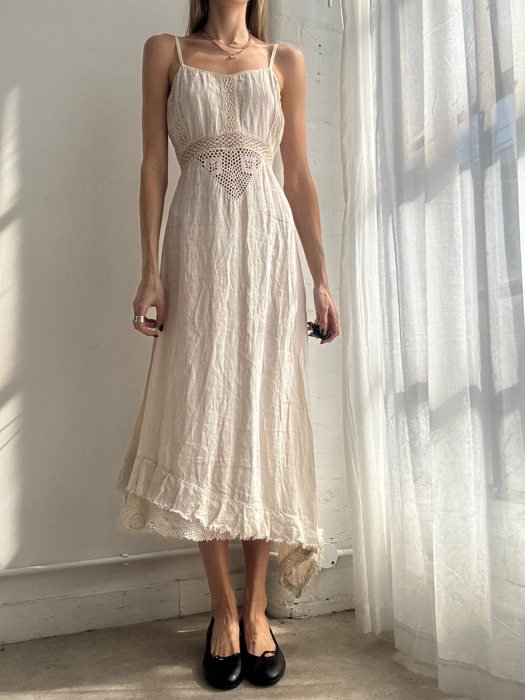 Vintage Y2K cream boho midi dress - Size S/M
