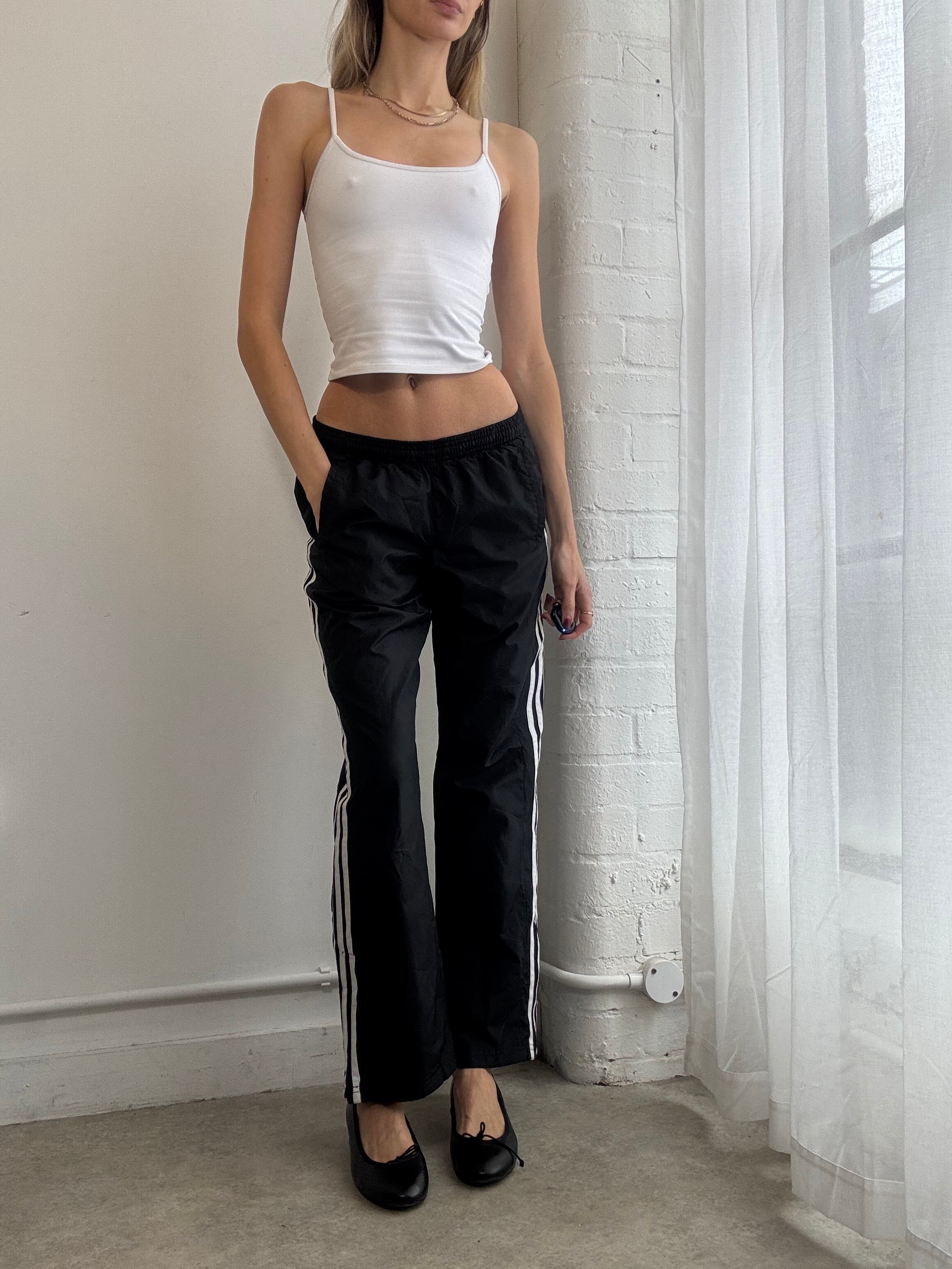 Vintage Y2K Adidas black straight leg track trousers pants