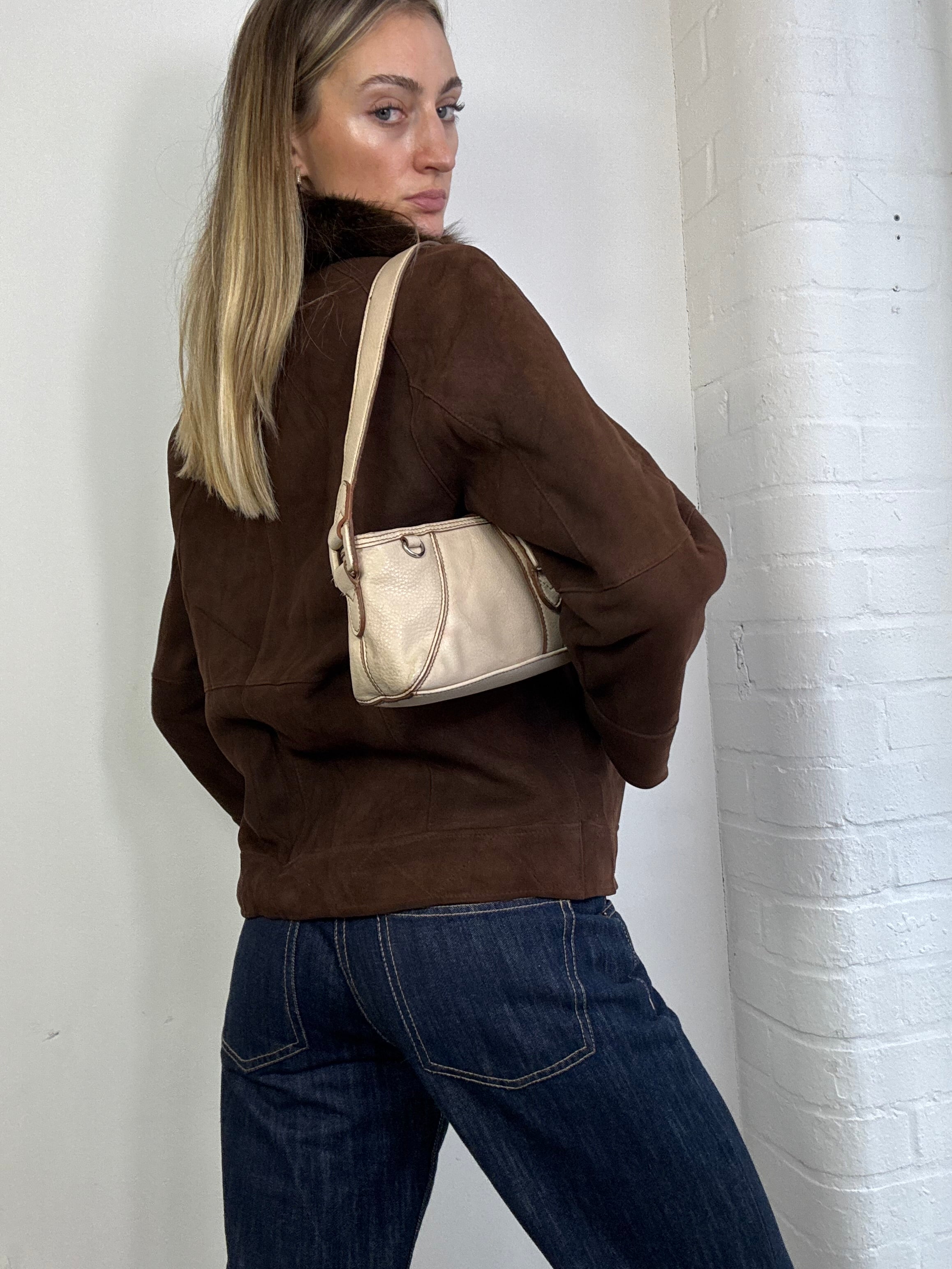Vintage sheepskin coat in brown