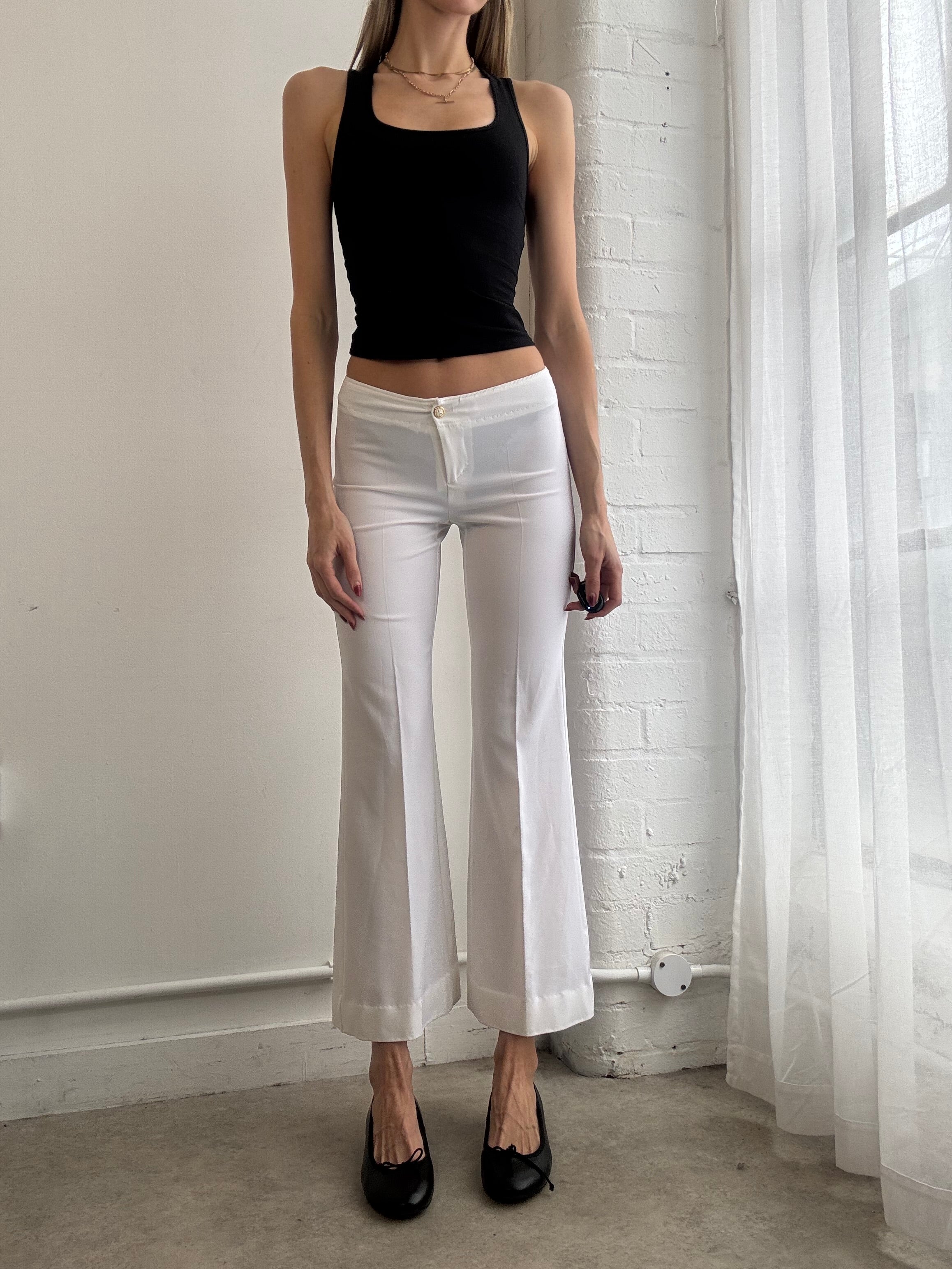 Vintage Y2K white tailored low rise flared trousers