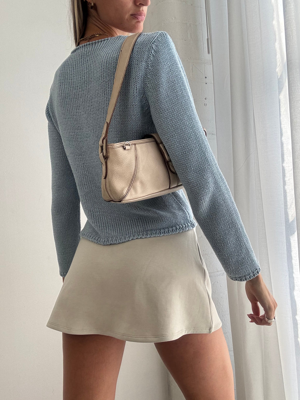Vintage 90s Baby Blue Textured Knit Cardigan - Size S