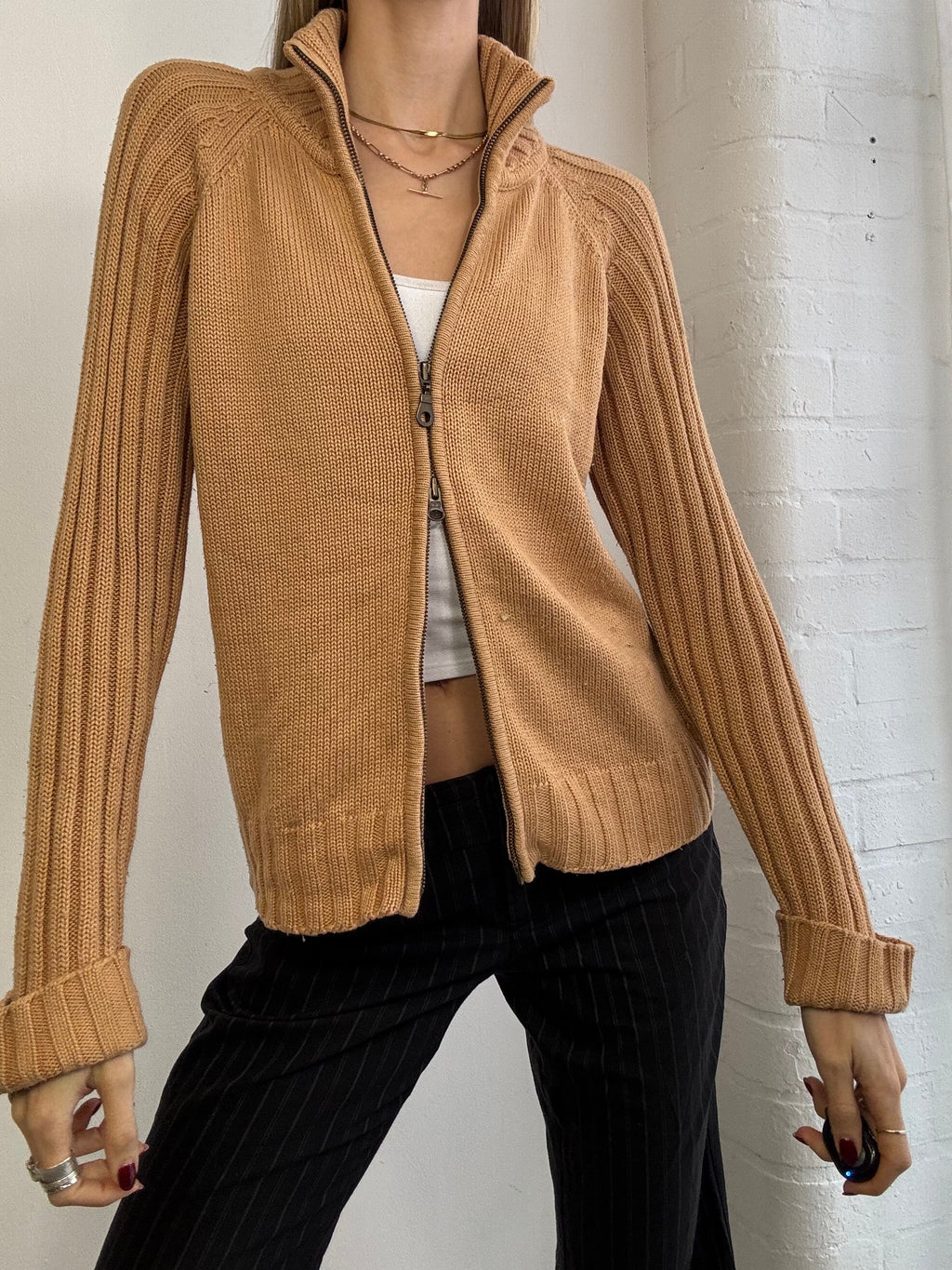 Vintage Y2K dual zip knitted jumper