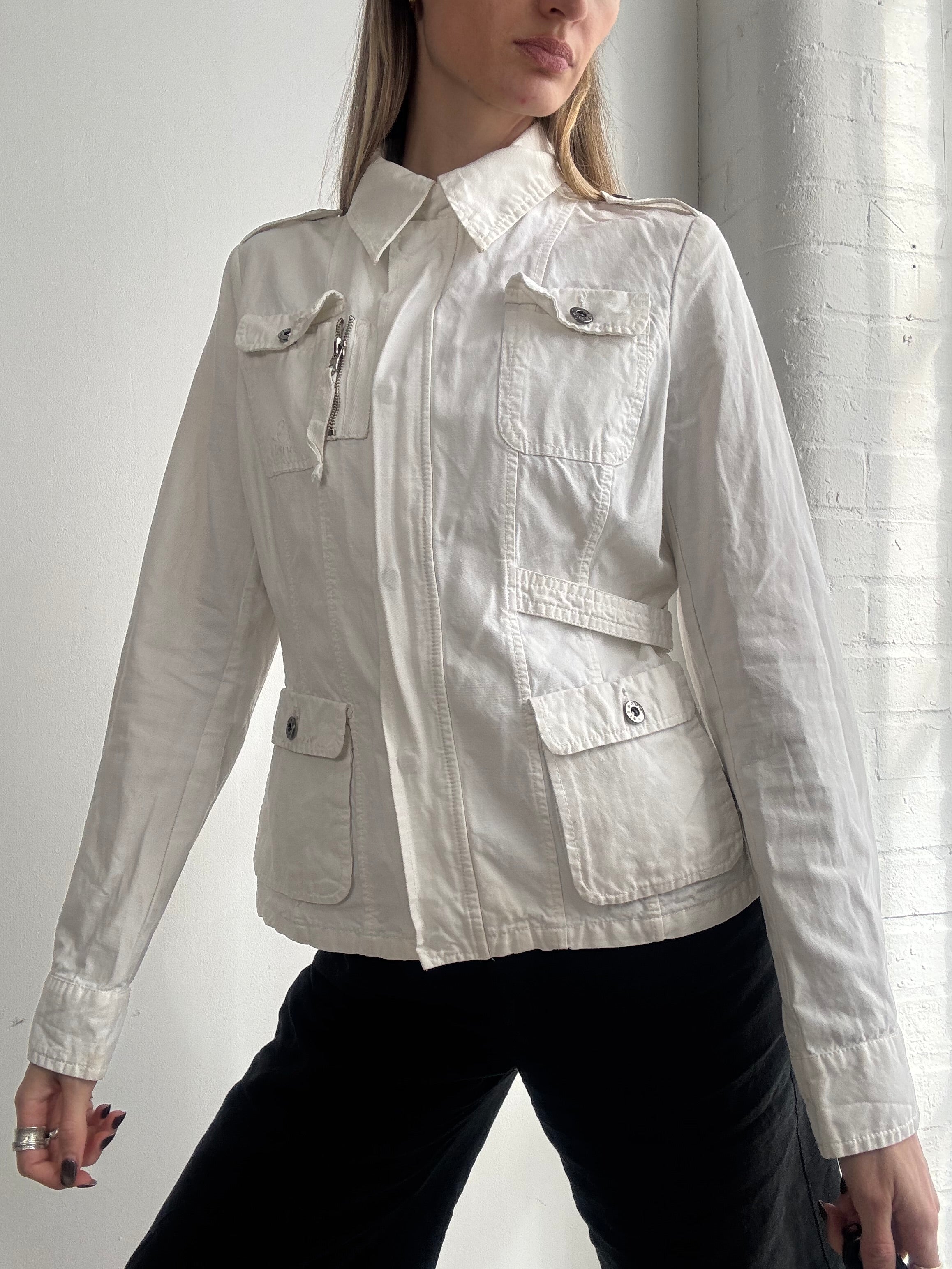 Vintage Y2K white fitted utility jacket - Size S