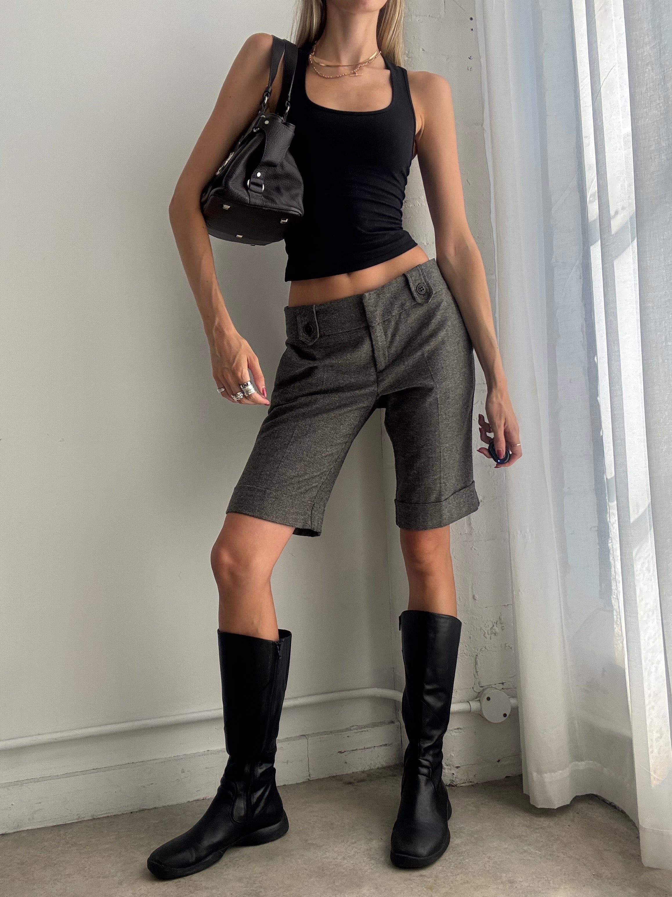 Vintage Y2K low rise tailored capri pants brown - Size M