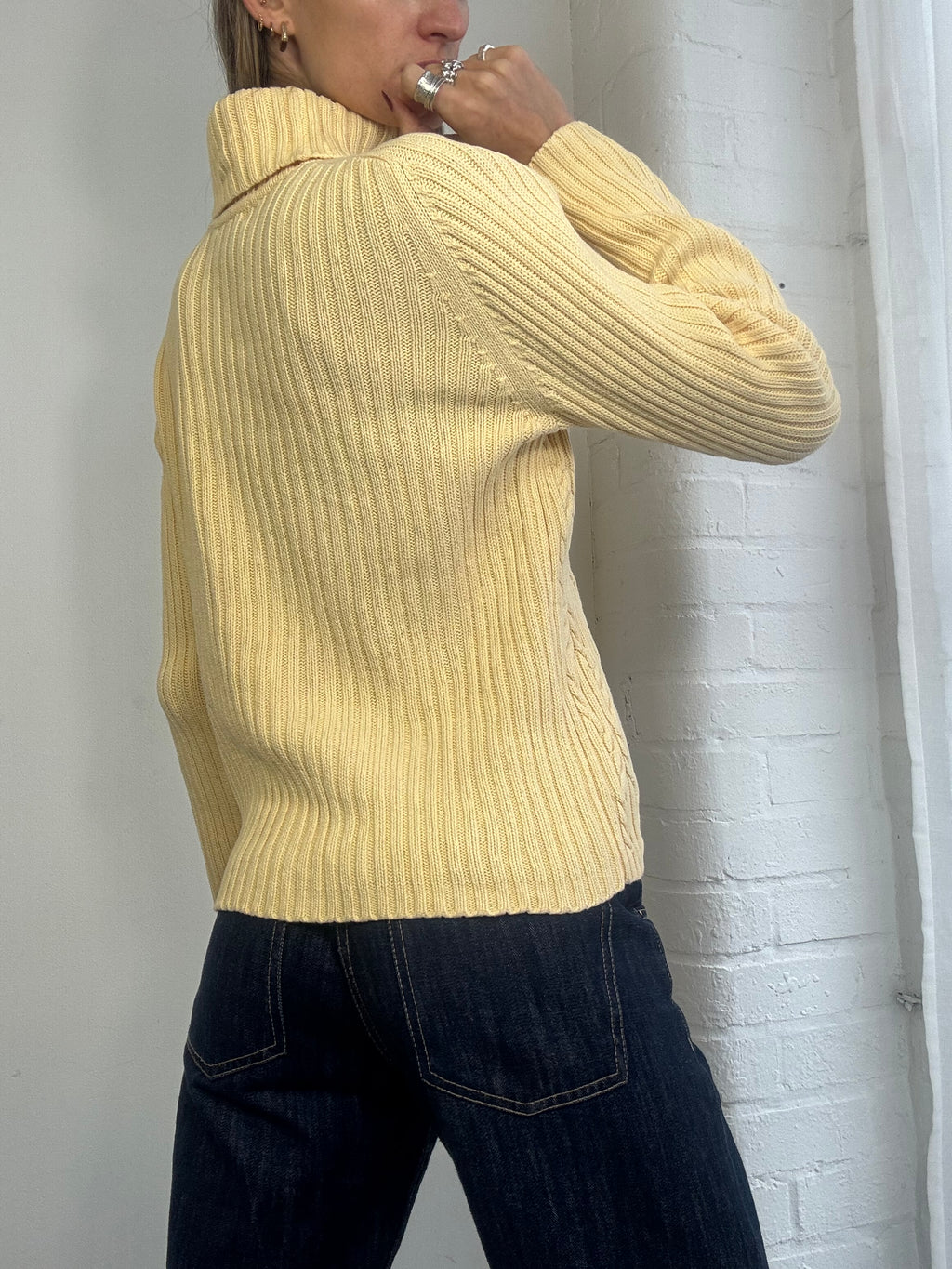 Vintage butter yellow cable knit jumper