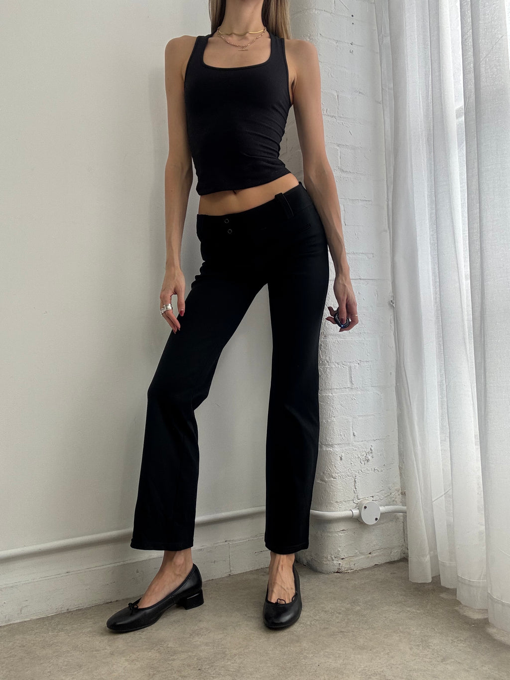 Vintage Y2K low rise black tailored trousers