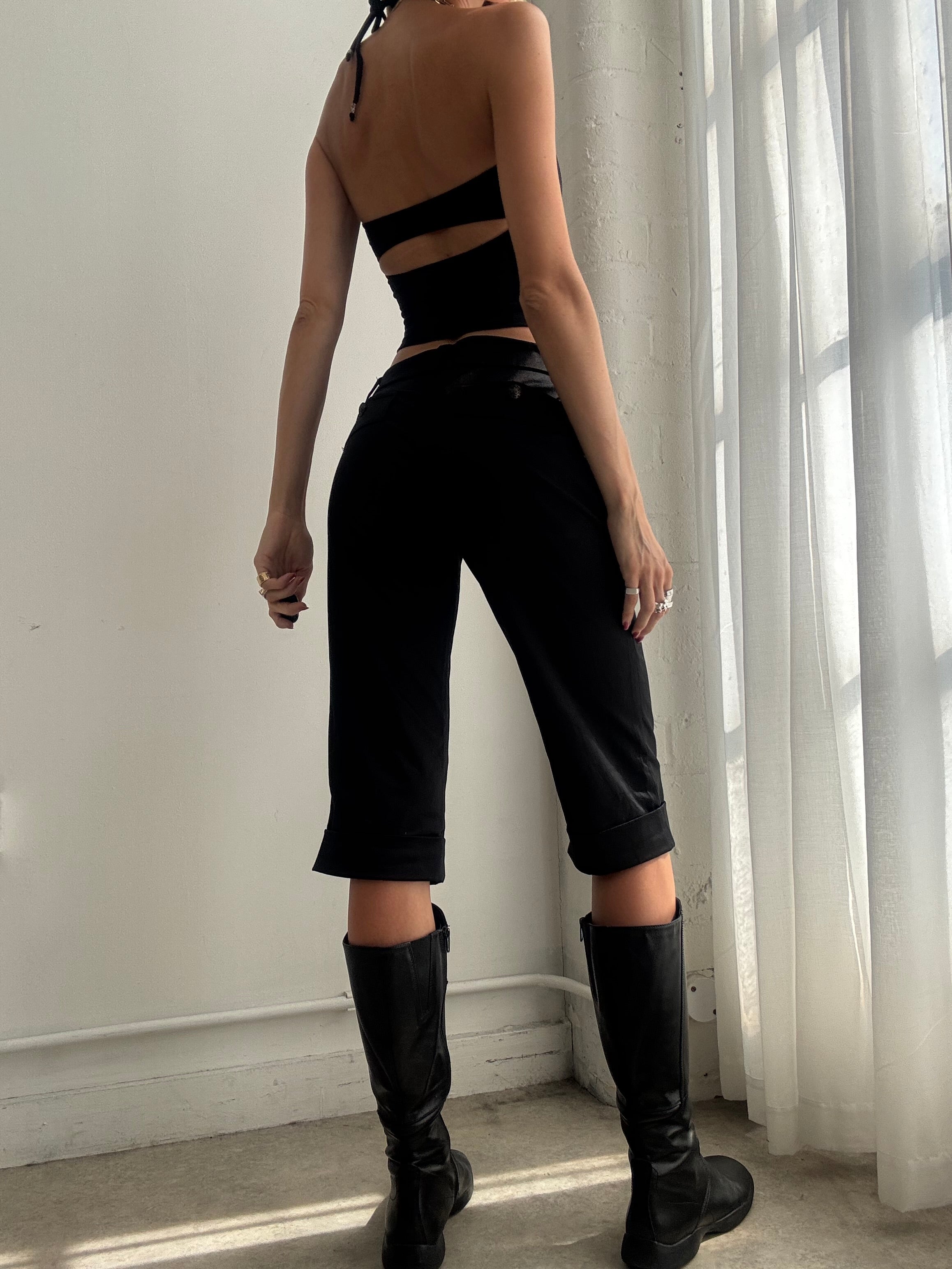 Vintage 90s Black Low Rise Capri Trousers - Size M