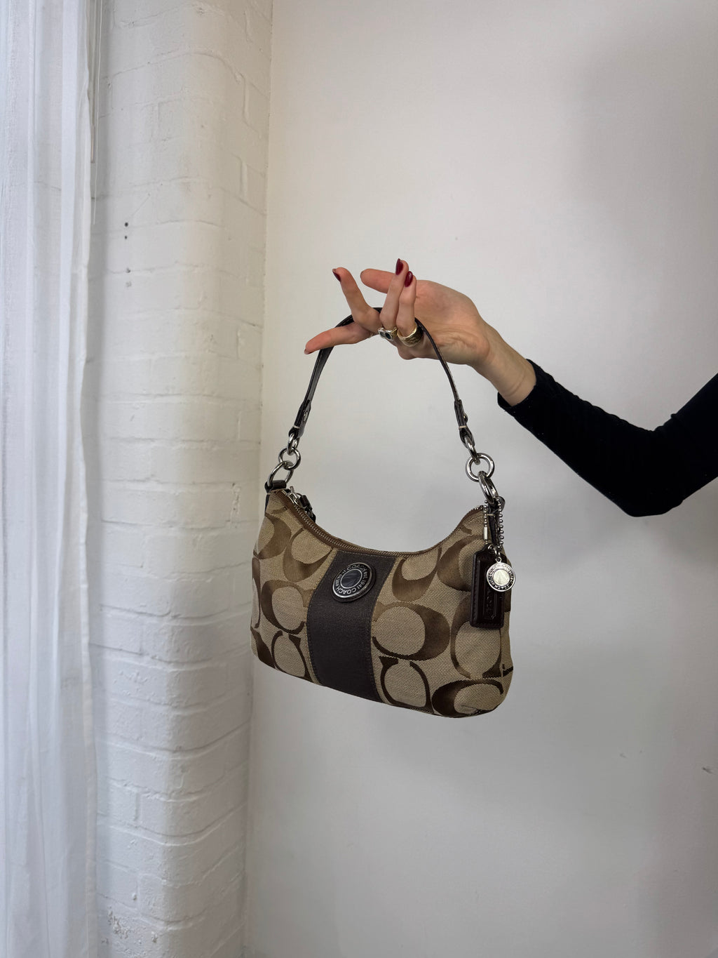 Vintage Y2K coach monogram shoulder bag brown