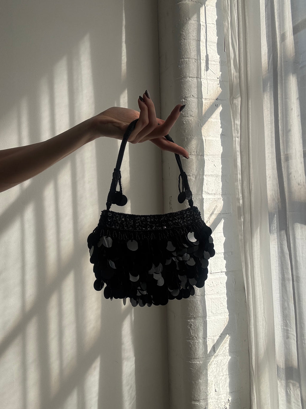 Vintage Y2K black sequin mini shoulder bag