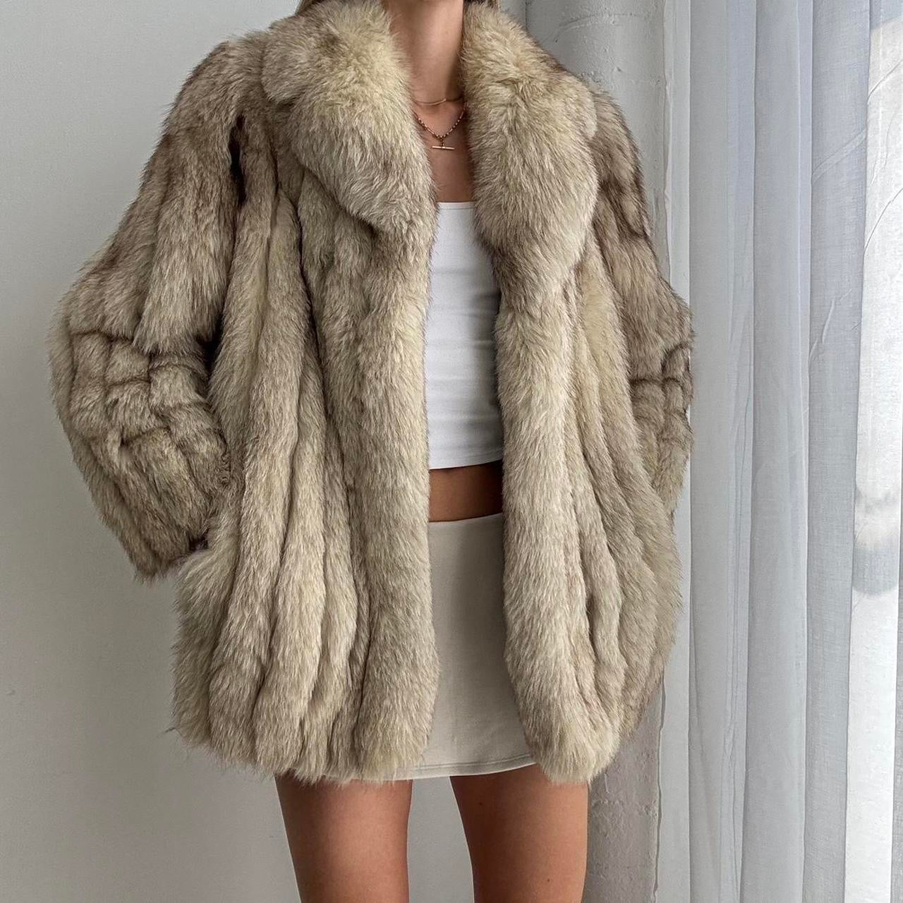 Vintage Cream real fox fur coat - size S