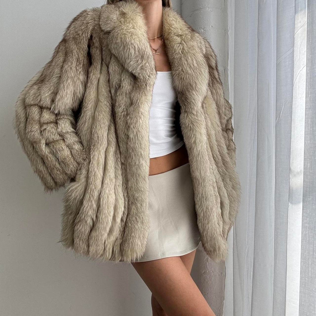 Vintage Cream real fox fur coat - size S