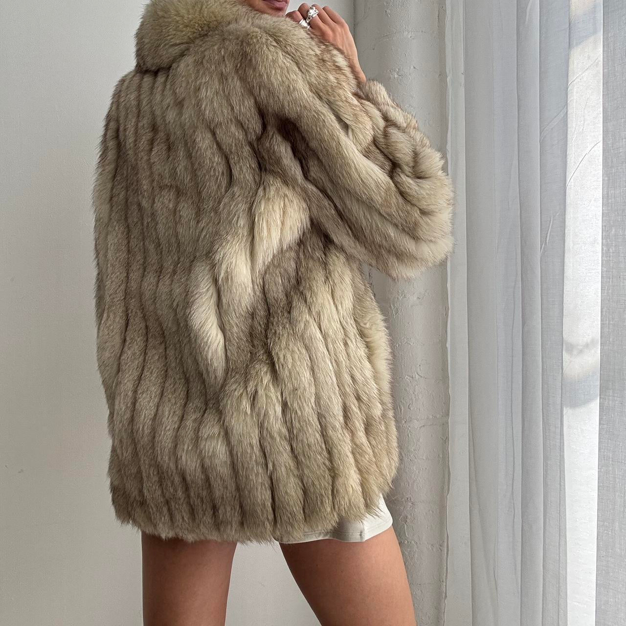 Vintage Cream real fox fur coat - size S