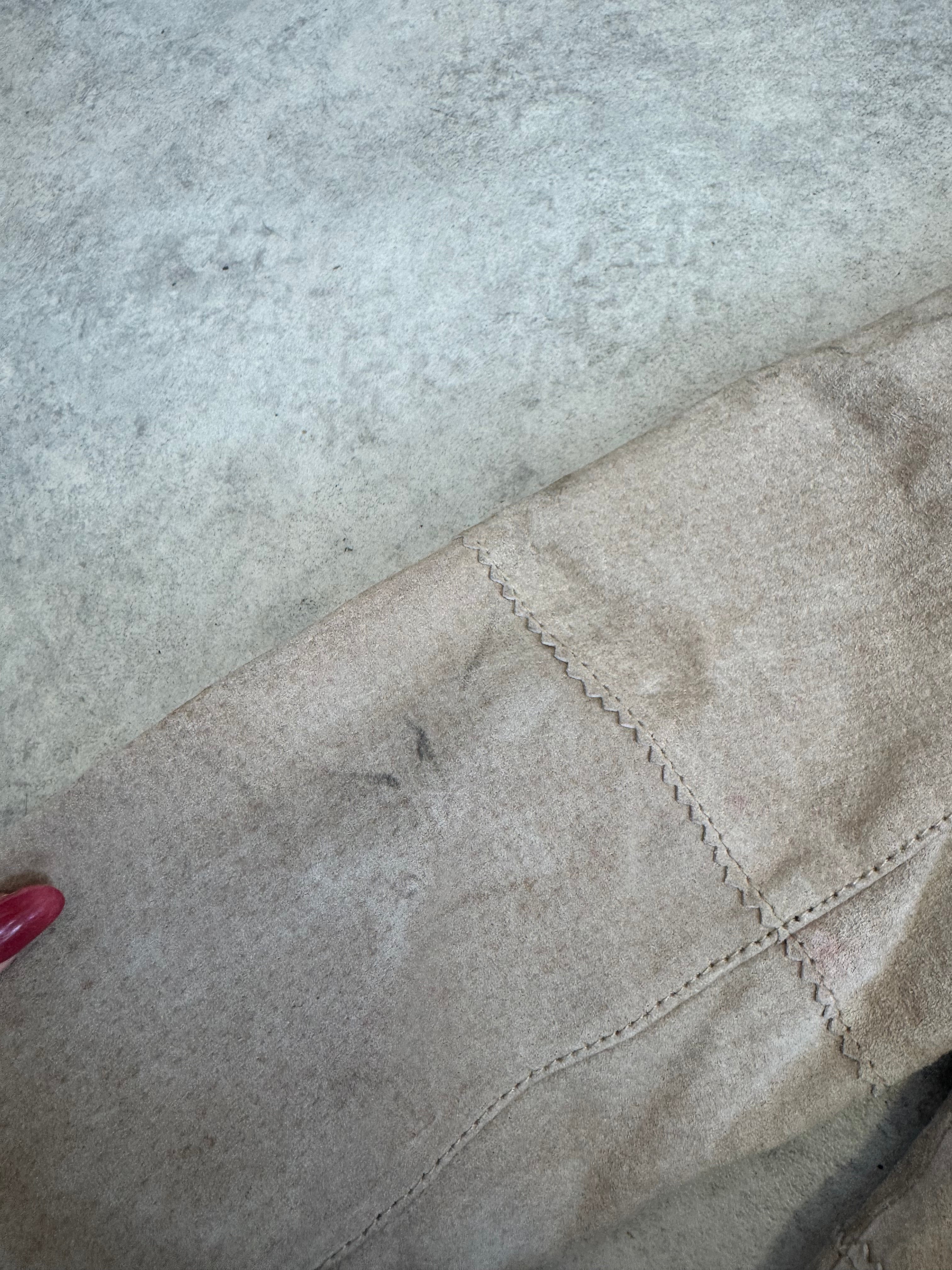 Vintage Y2K tan suede zip-up biker jacket