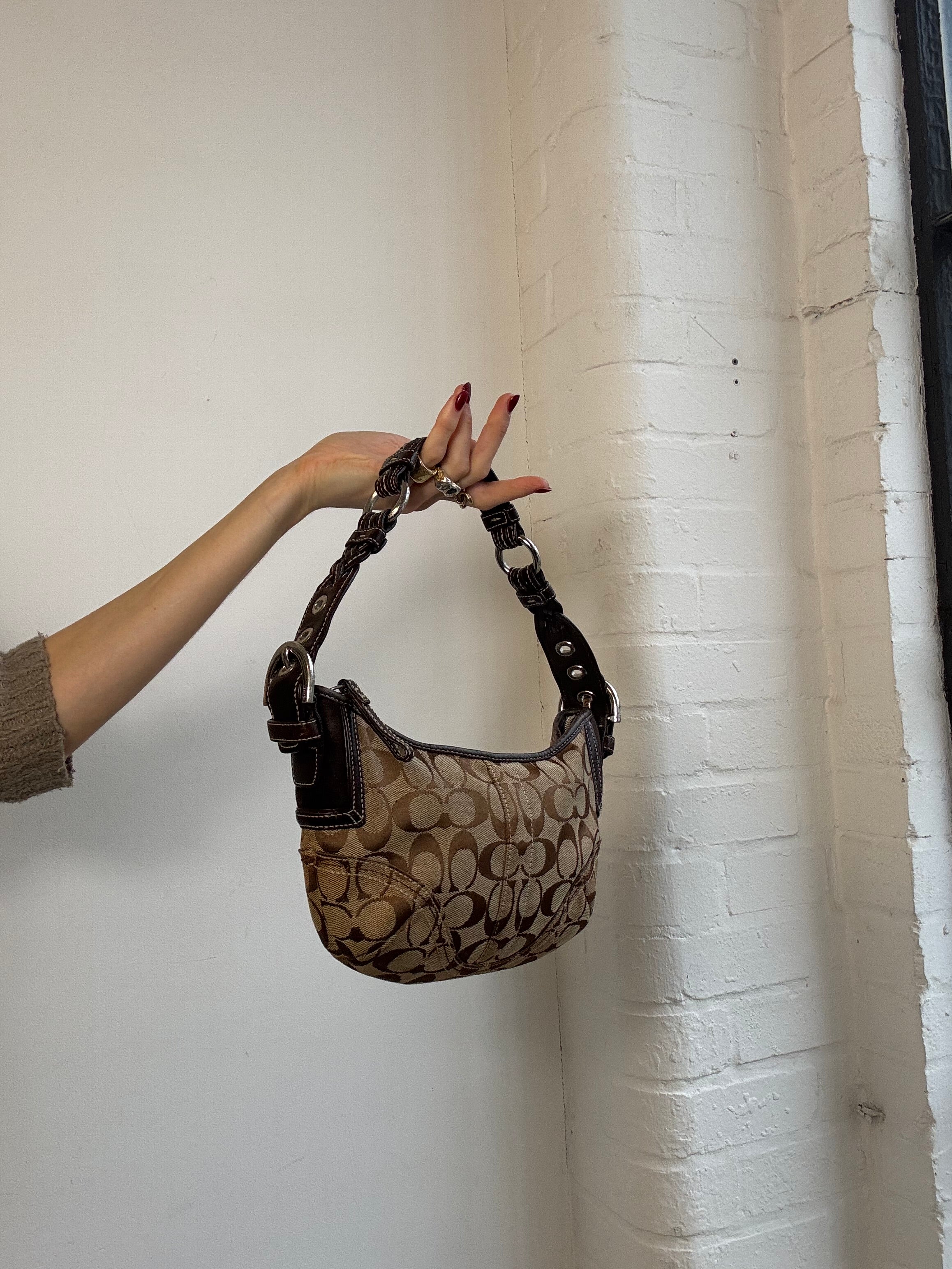 Vintage Y2K coach monogram shoulder bag brown