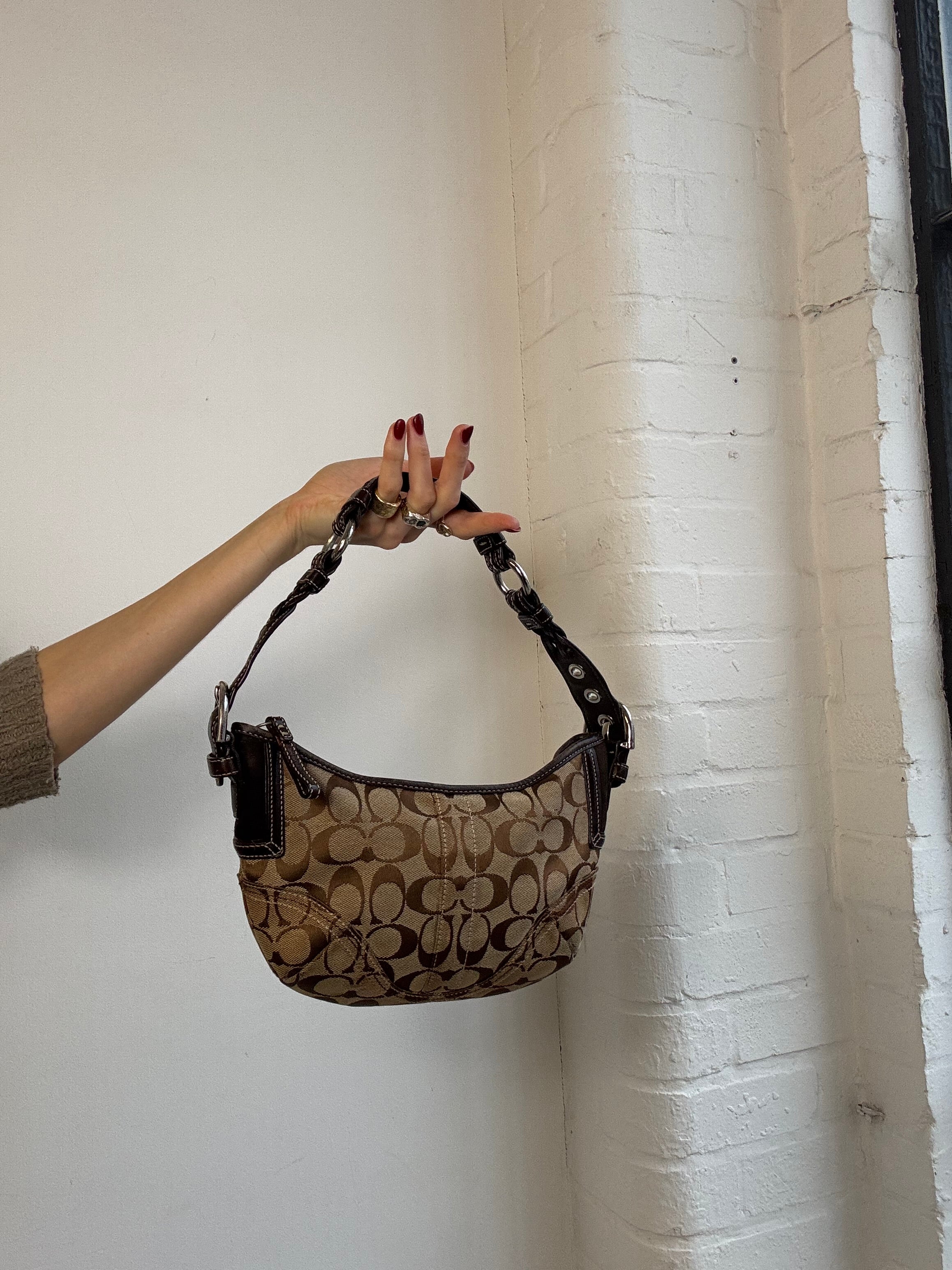 Vintage Y2K coach monogram shoulder bag brown