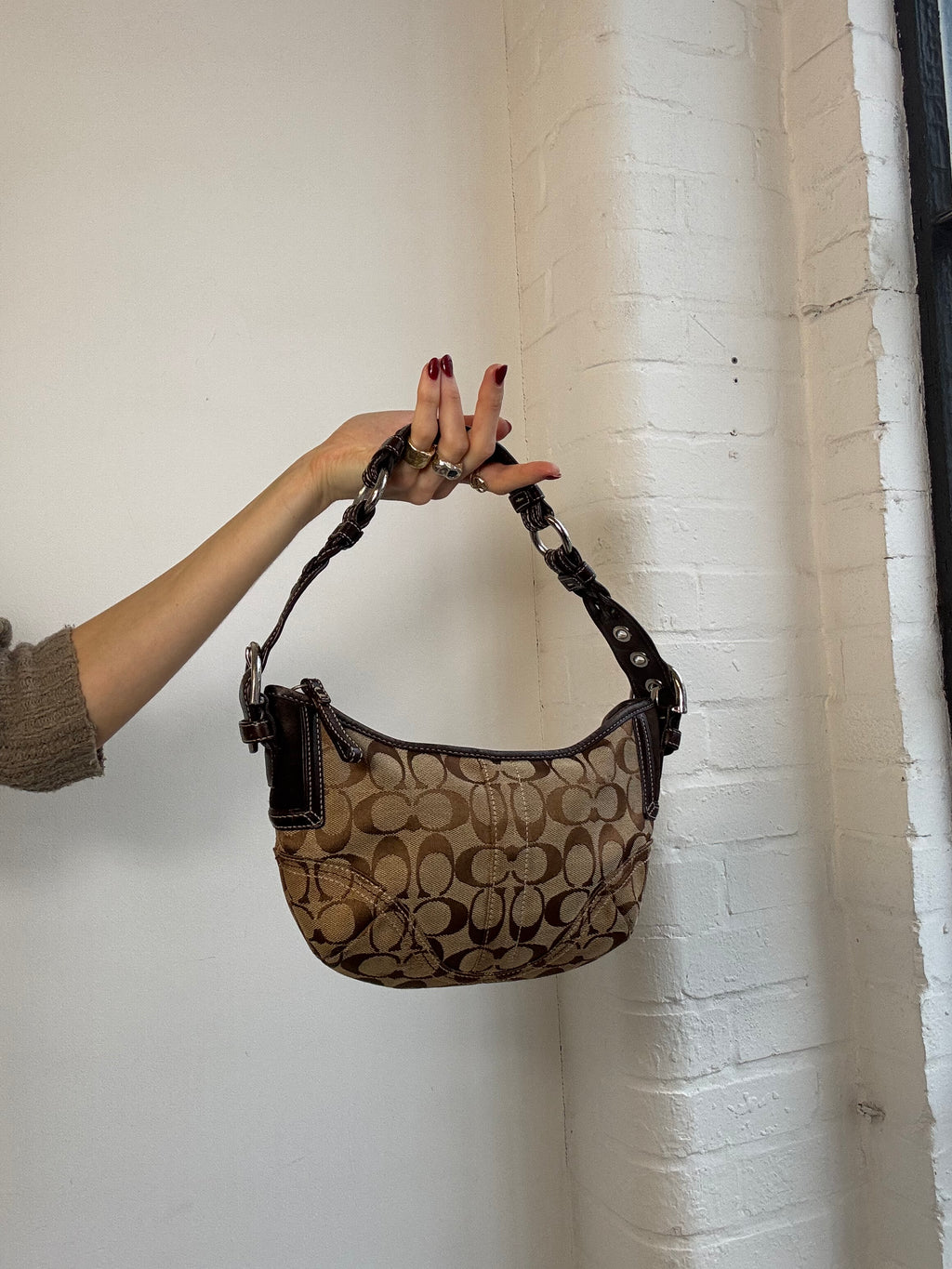 Vintage Y2K coach monogram shoulder bag brown