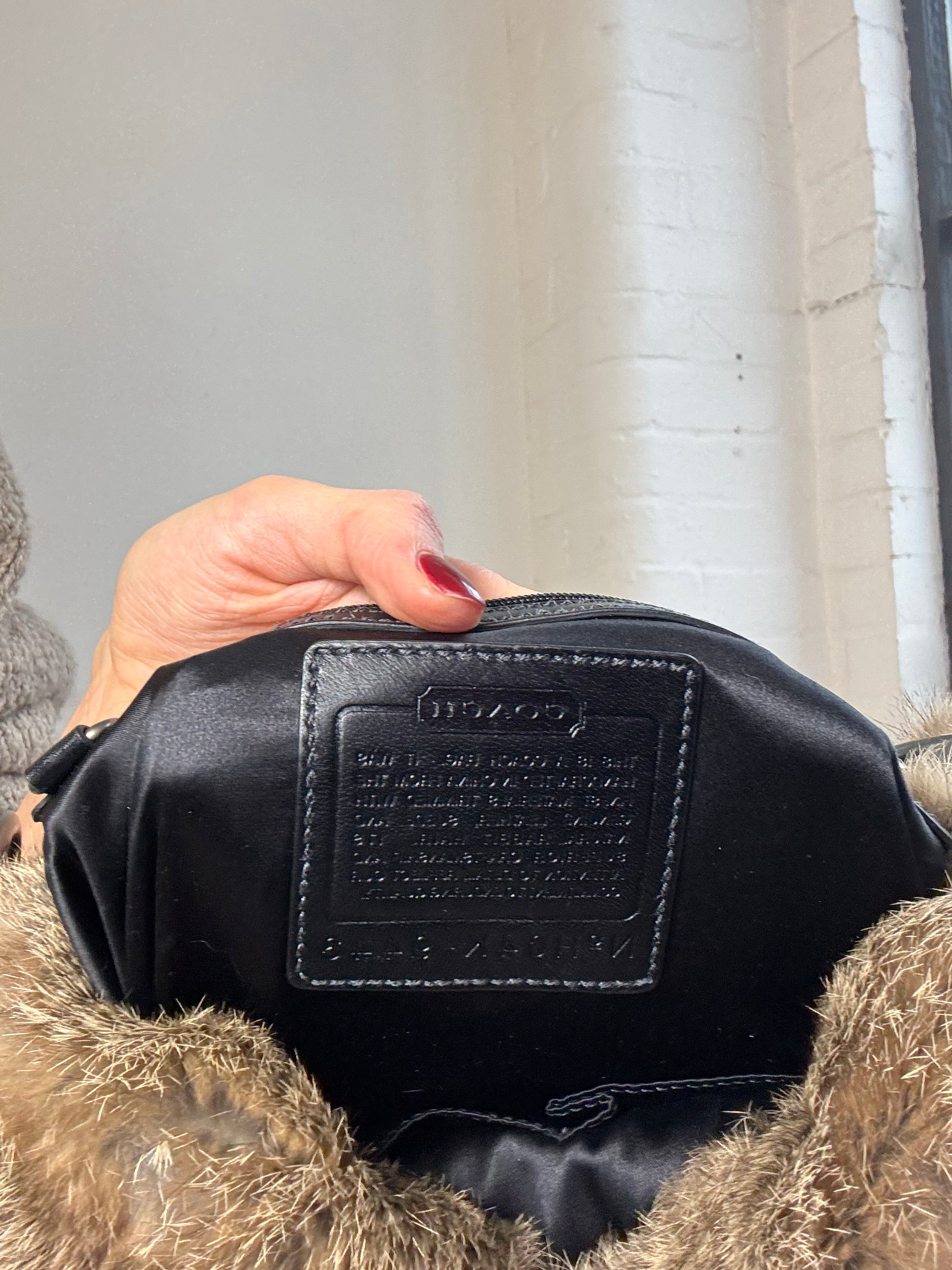 Vintage Y2K coach monogram shoulder bag with rabbit fur trim