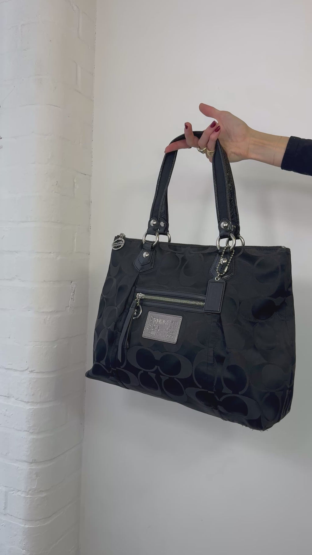 Vintage Y2K coach monogram shoulder bag black